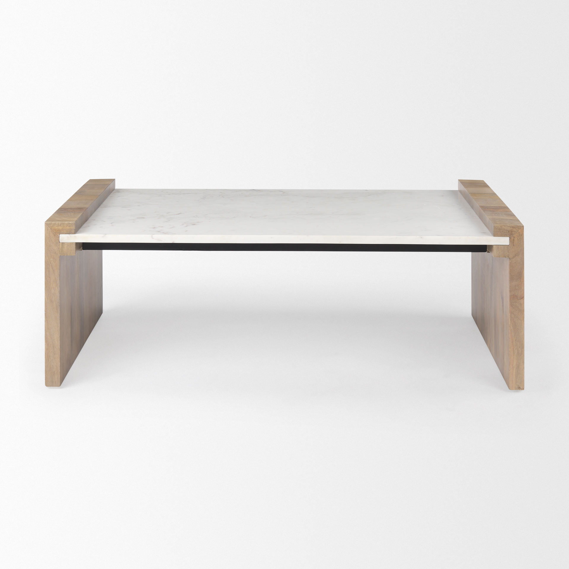 athens 48.0l x 28.0w x 16.0h light brown wood and white marble coffee table