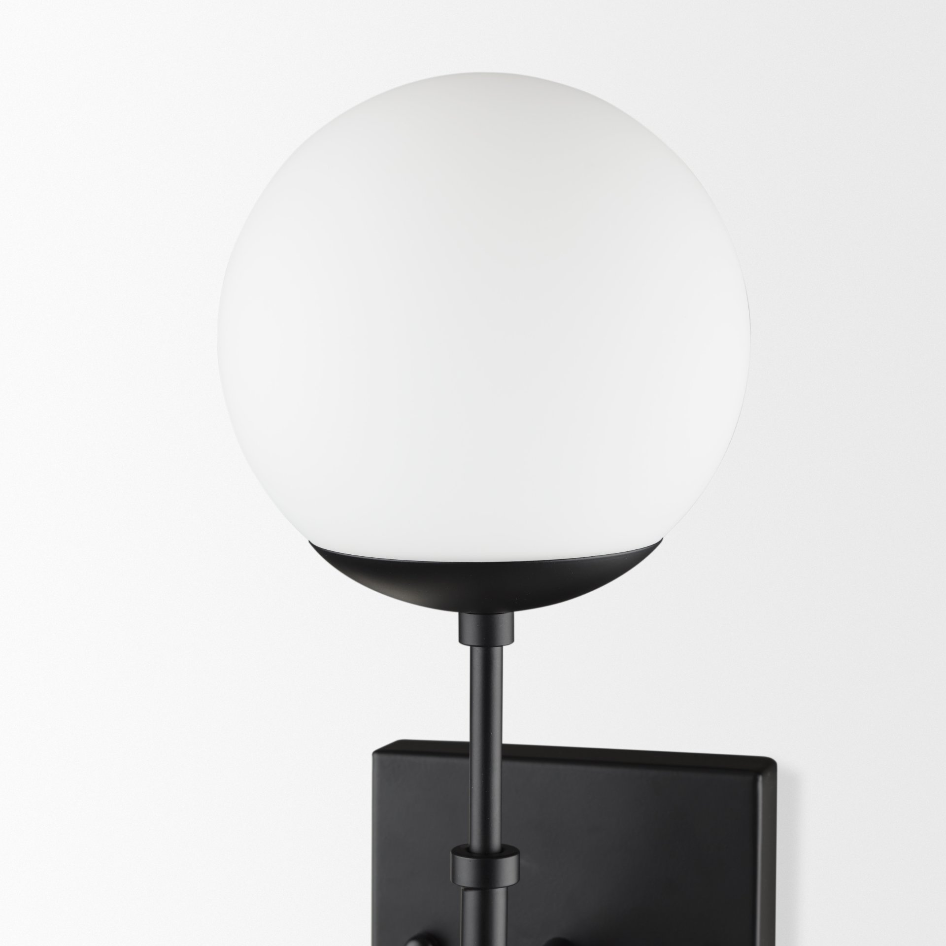 edie matte black metal w/ frosted glass globes 2-light wall sconce
