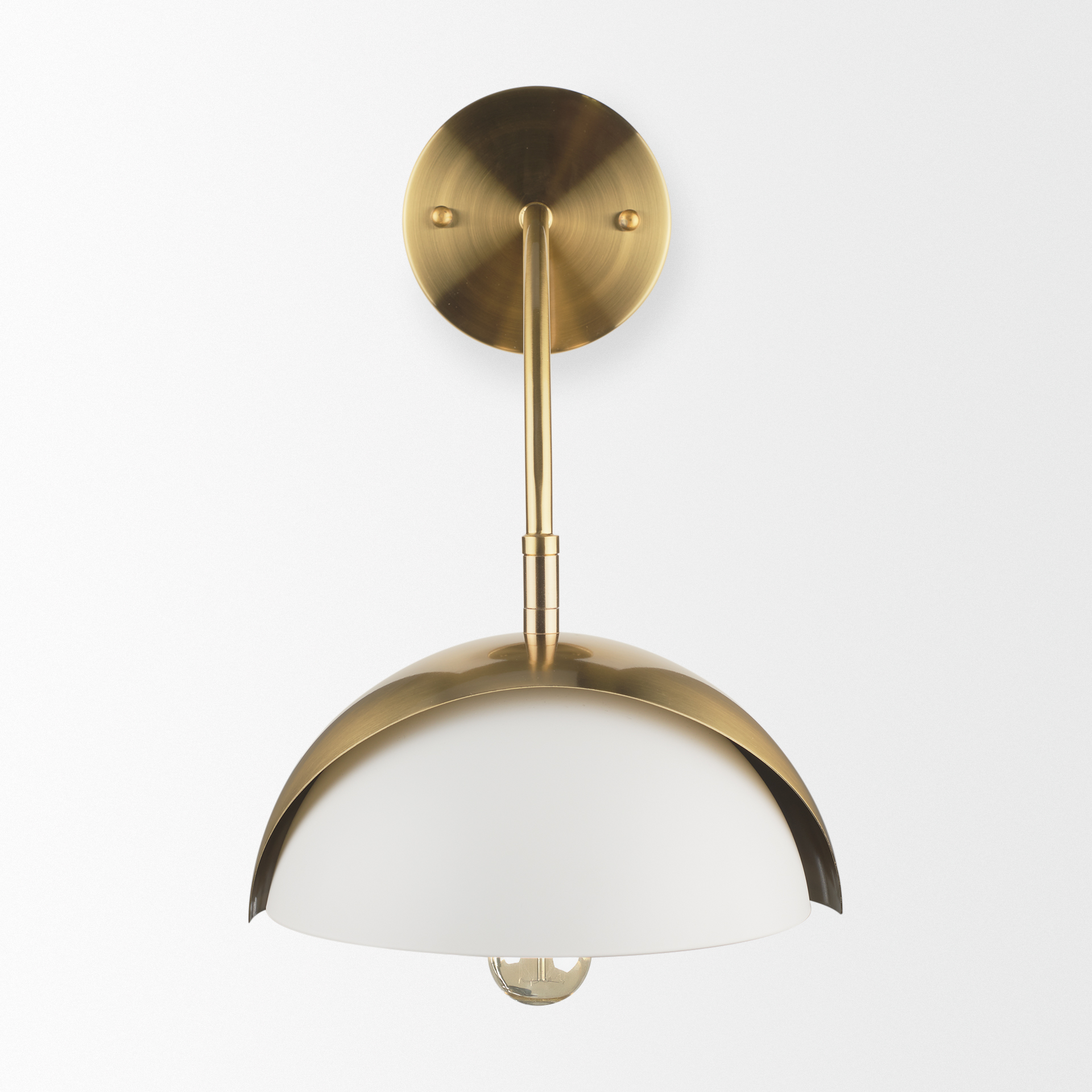 cybill brushed brass w/ white metal shade 1-light wall sconce