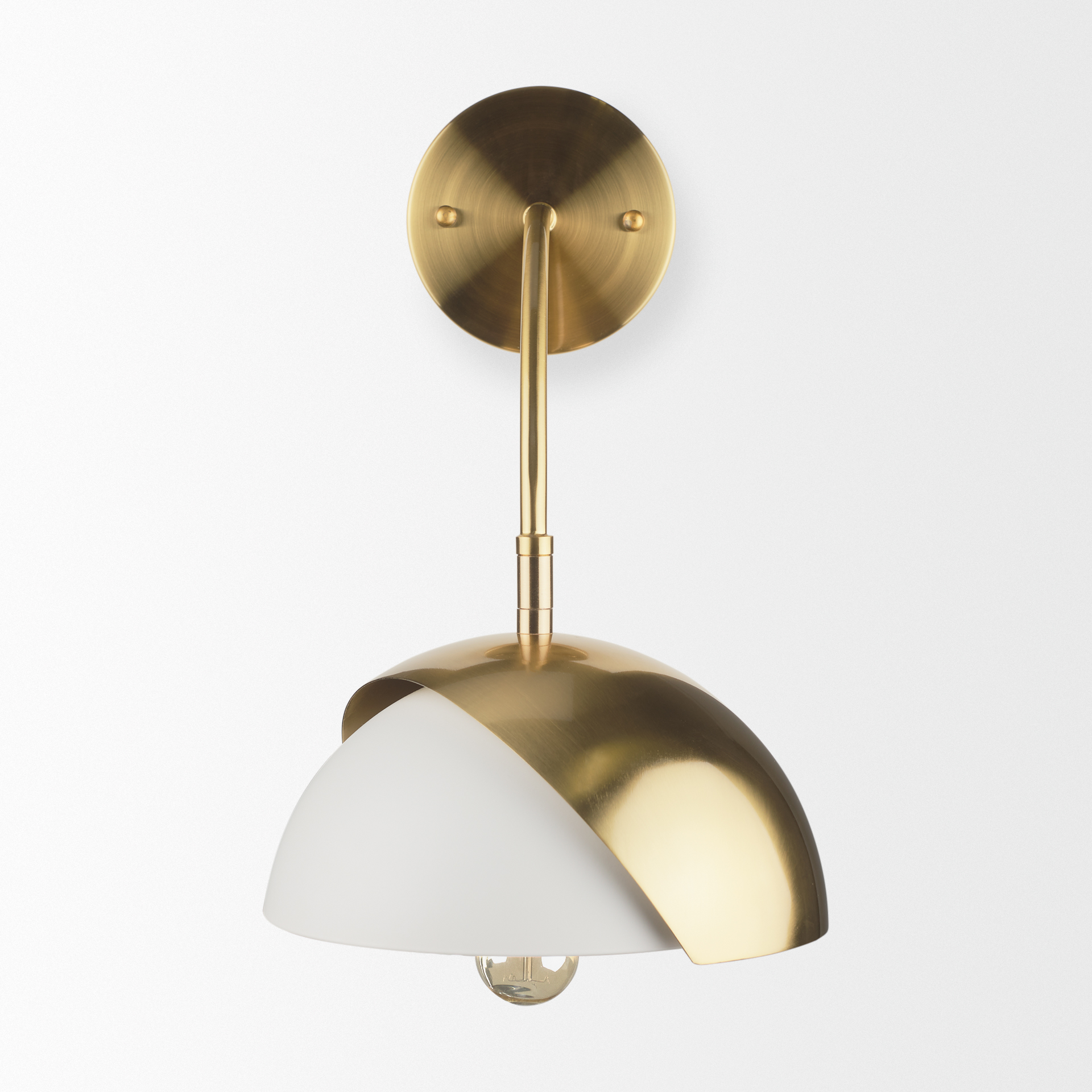 cybill brushed brass w/ white metal shade 1-light wall sconce