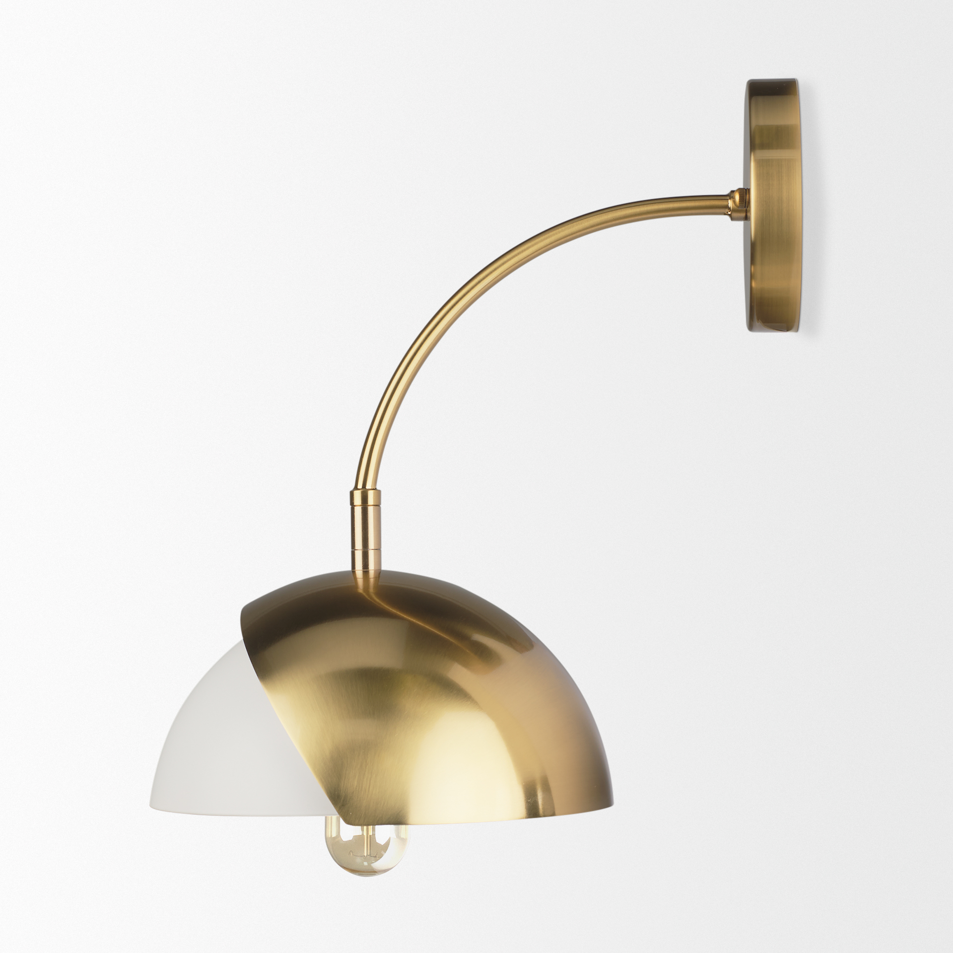 cybill brushed brass w/ white metal shade 1-light wall sconce
