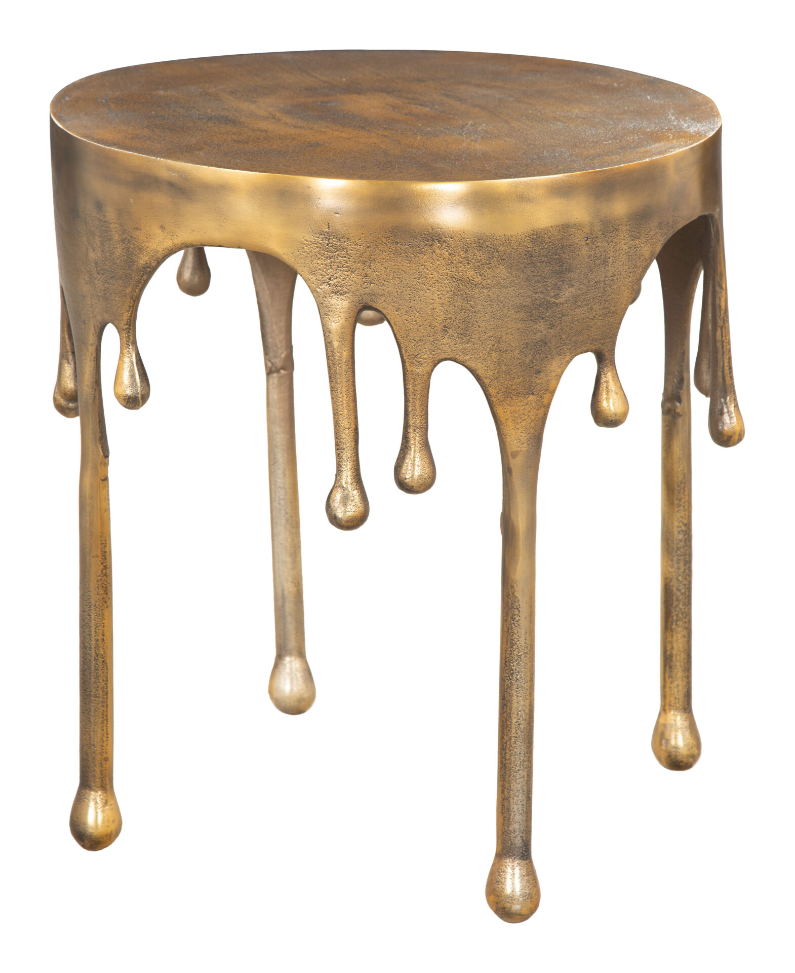 Antique Brass Deco-Inspired Round Side Table with Steel Frame 2 Antique Brass Deco-Inspired Round Side Table with Steel Frame - Image 2