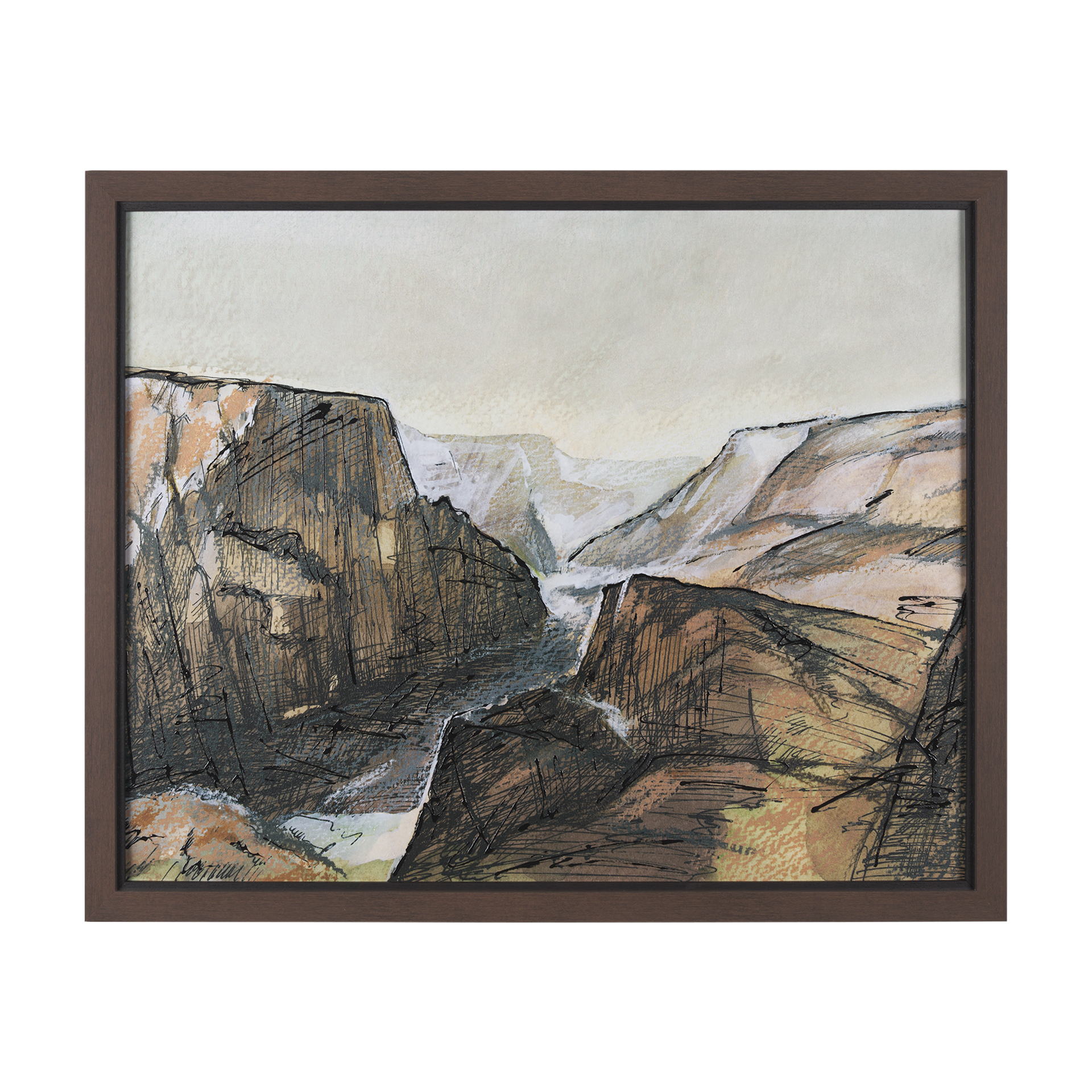 canyon view by mercana studio a hand embelished textured framed art print matted under glass