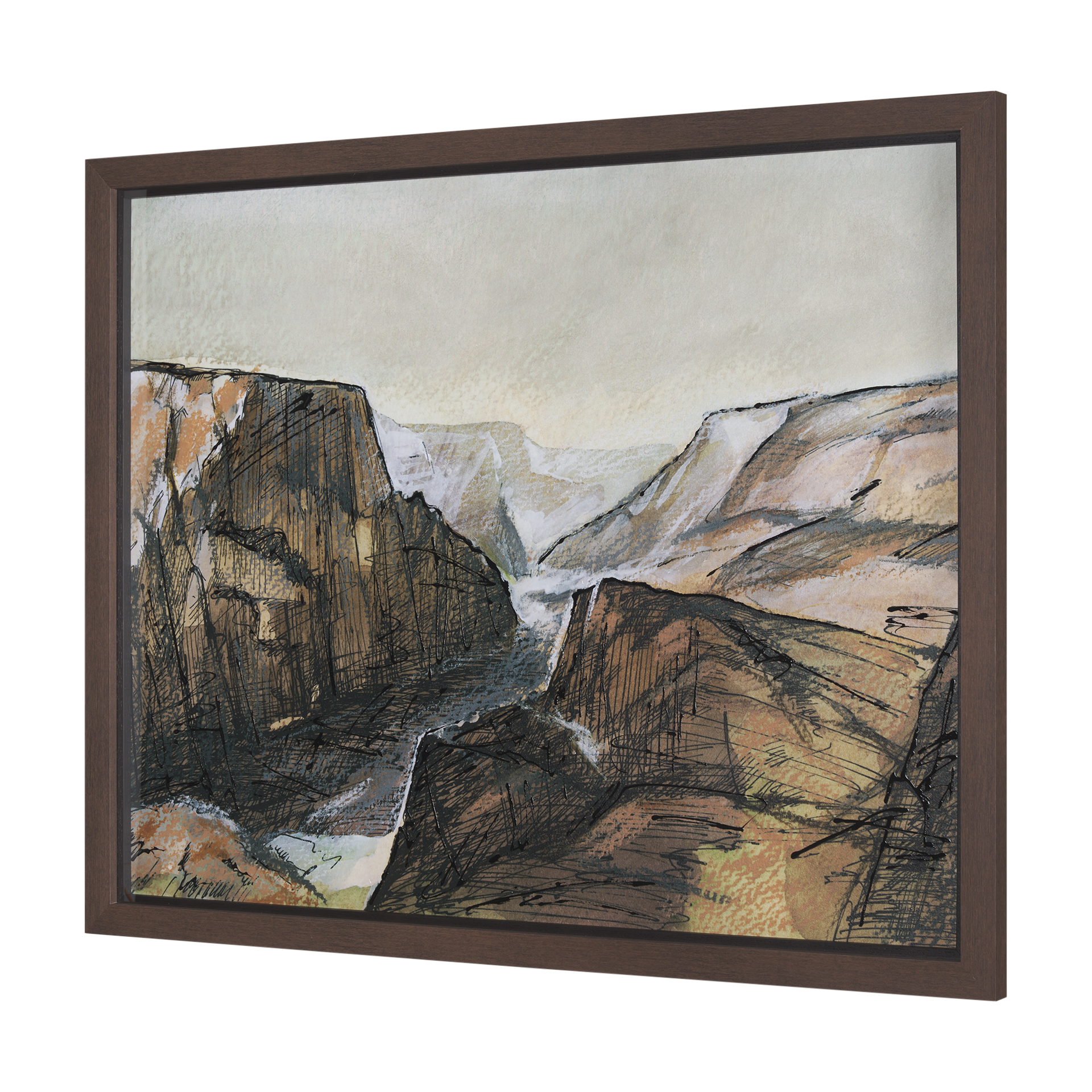 canyon view by mercana studio a hand embelished textured framed art print matted under glass