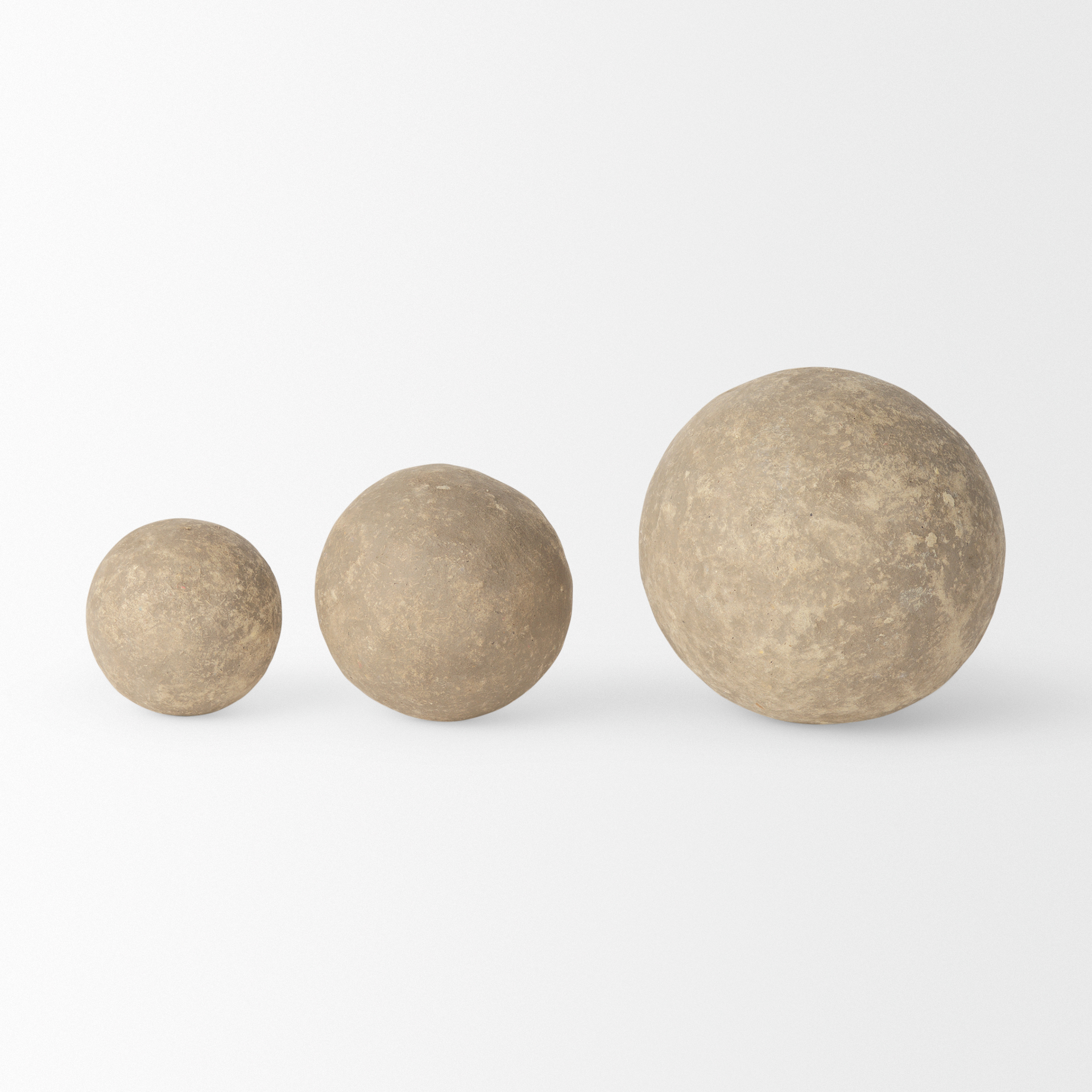 sunita set of 3 gray paper mache orbs