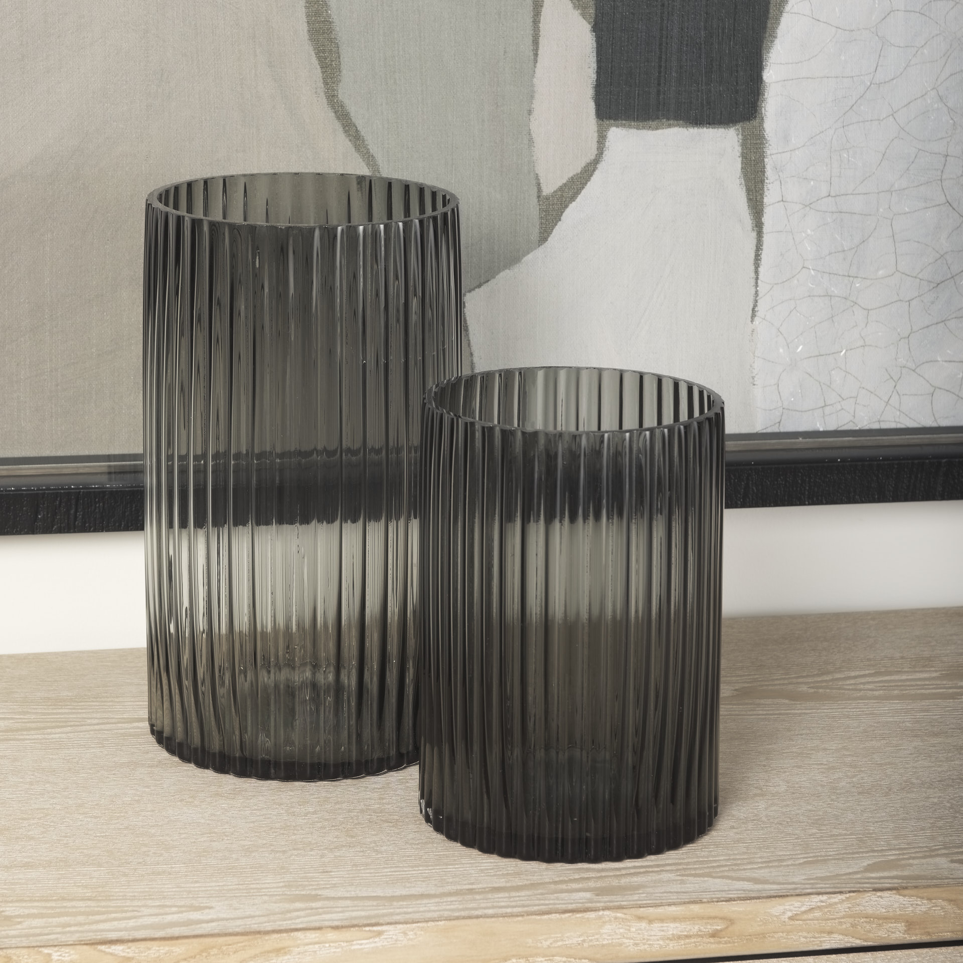 dawn short smokey black glass vase
