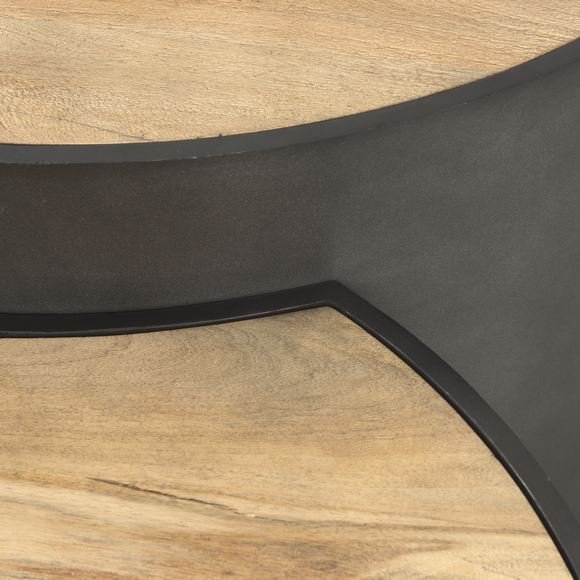 eclipse gunmetal gray drum base w/ brown wood top nested coffee table