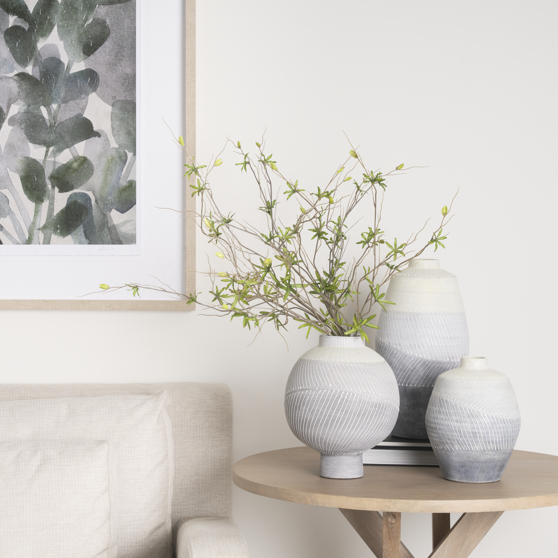 blume 12.5h off-white w/ gray textured vase