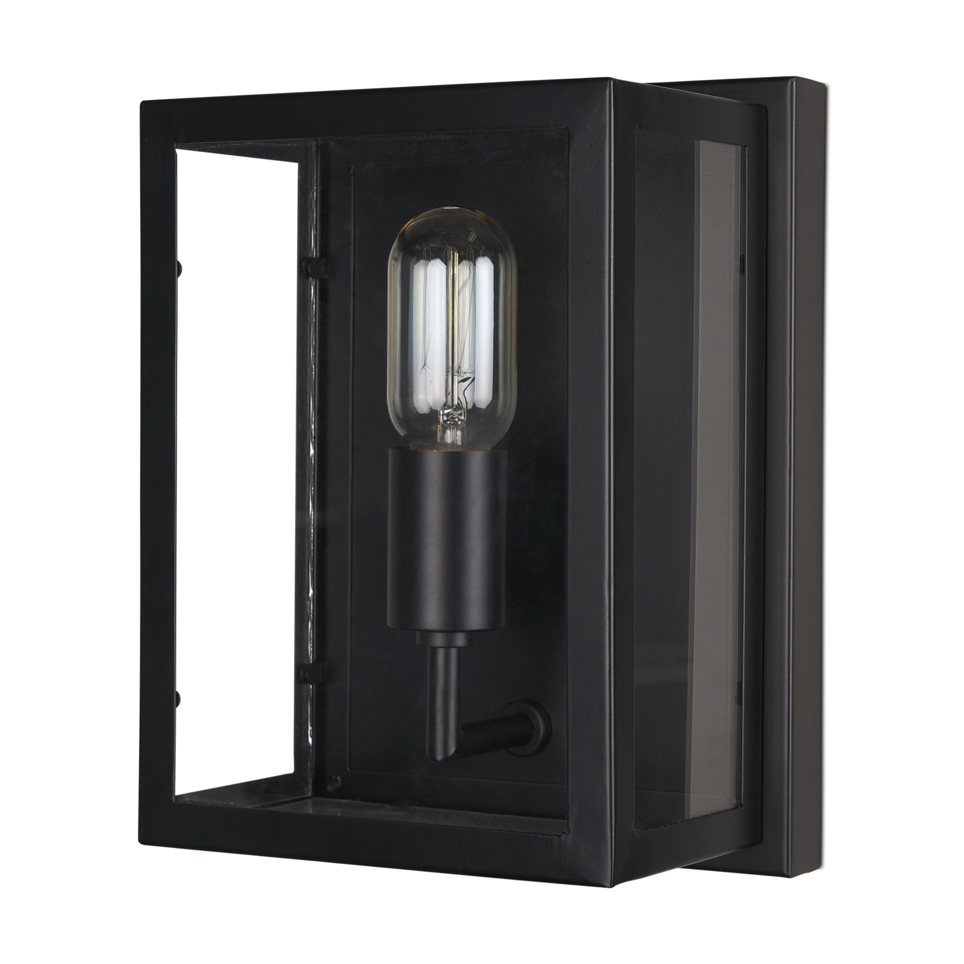 cairn matte black metal w/ glass 1-light wall sconce