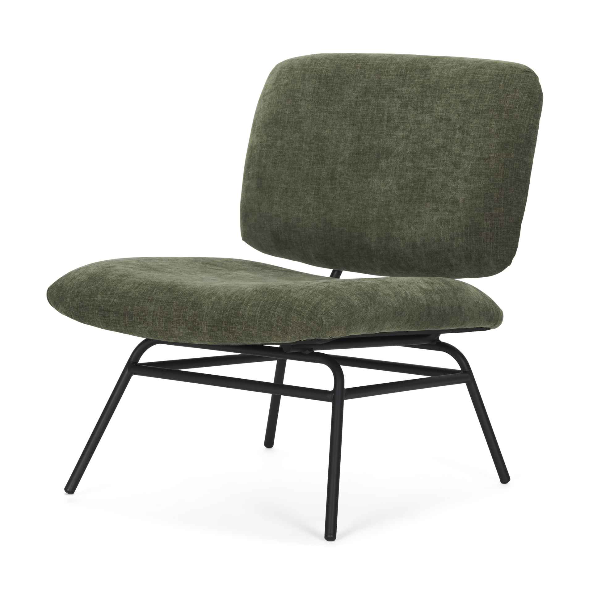 nora forest green fabric w/ matte black metal legs accent chair