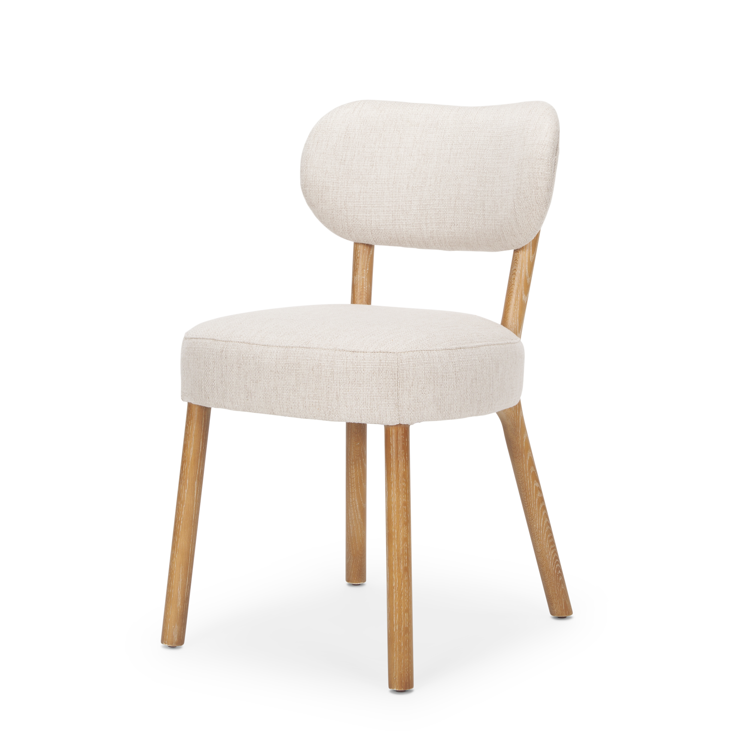 owen dining chair w/ medium brown wood and beige fabric