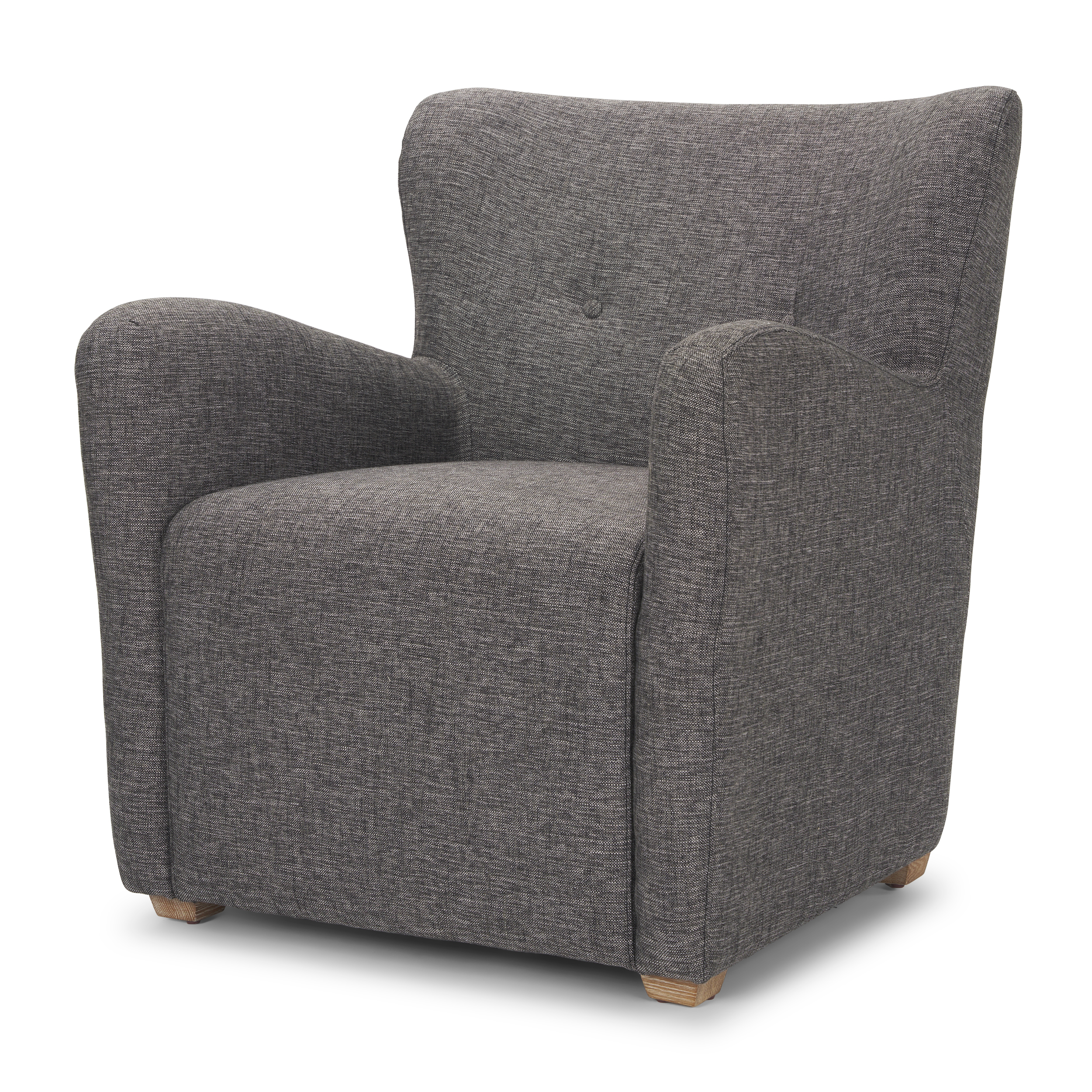 dunstan accent chair upholstered gray twill fabric and medium brown wood feet