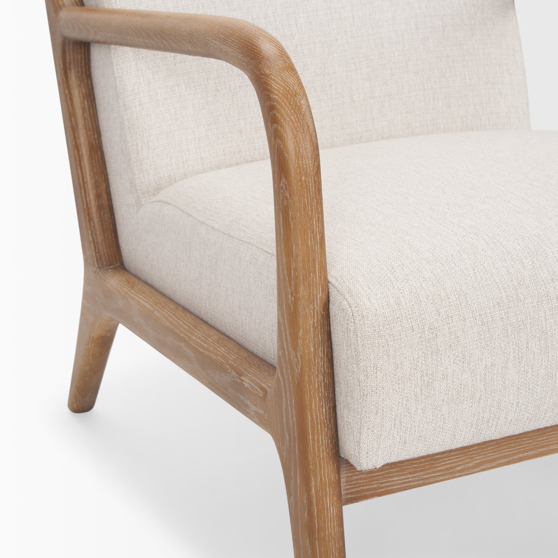 cashel accent chair w/ medium brown wood and beige fabric