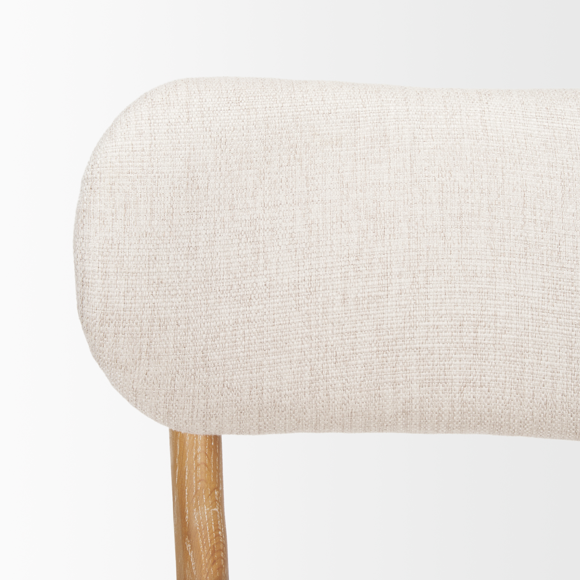 owen dining chair w/ medium brown wood and beige fabric