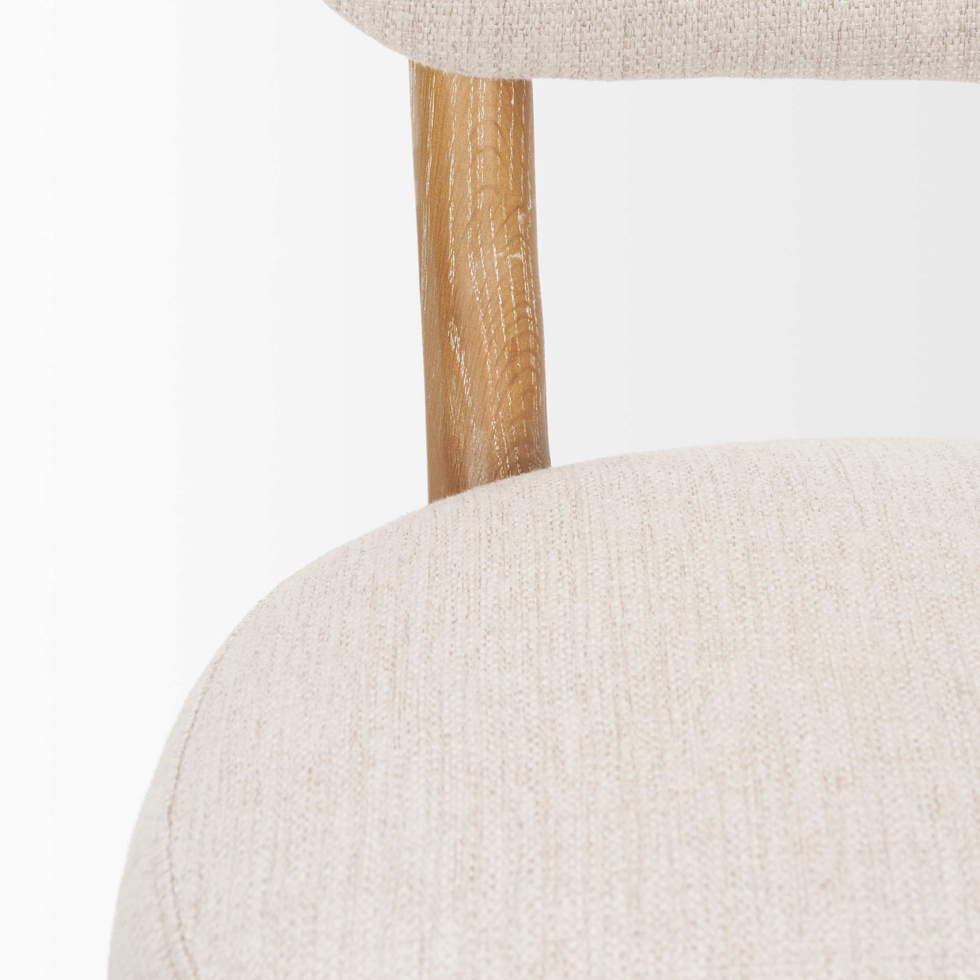 owen dining chair w/ medium brown wood and beige fabric