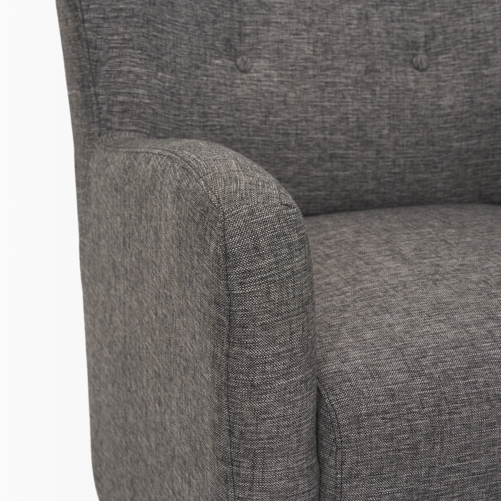 dunstan accent chair upholstered gray twill fabric and medium brown wood feet