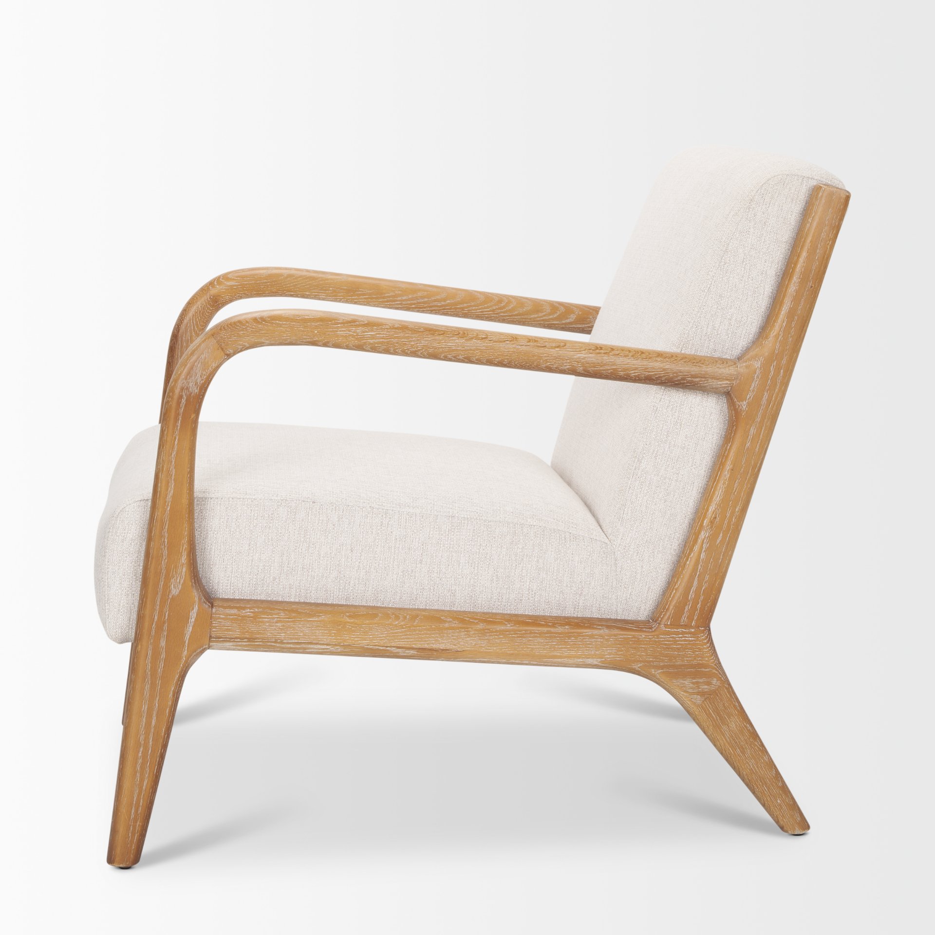 cashel accent chair w/ medium brown wood and beige fabric