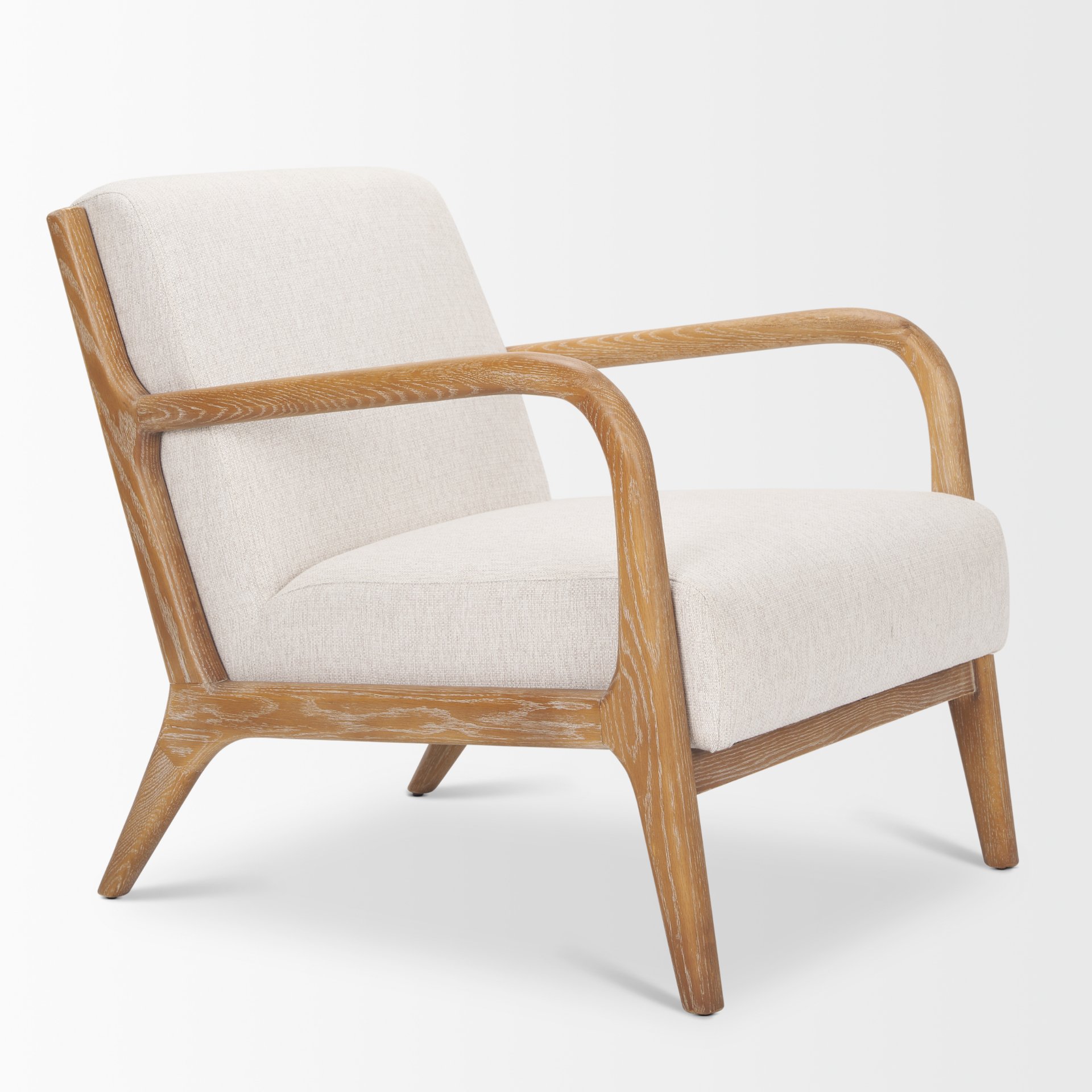cashel accent chair w/ medium brown wood and beige fabric