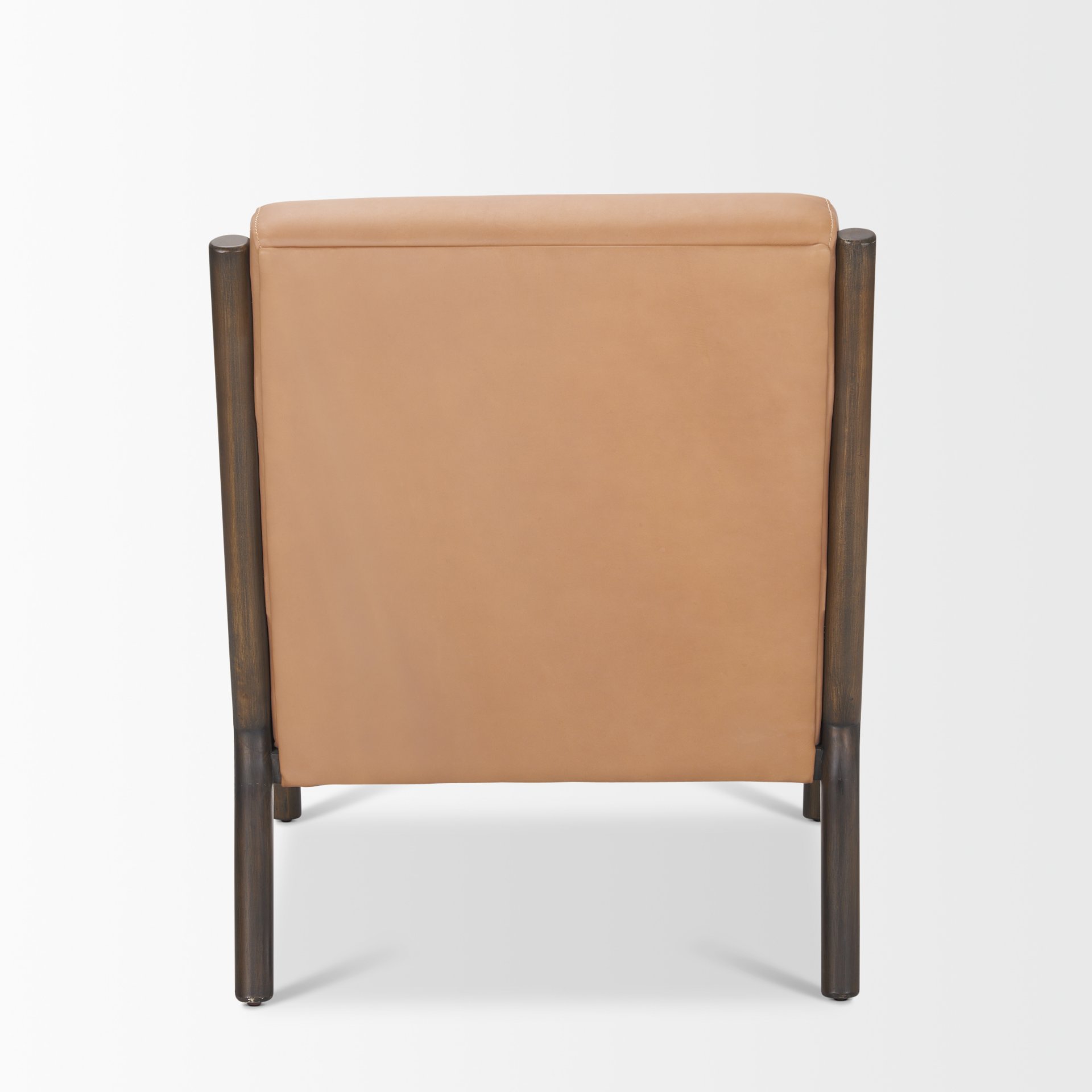 cashel accent chair w/ dark brown wood and tan genuine leather