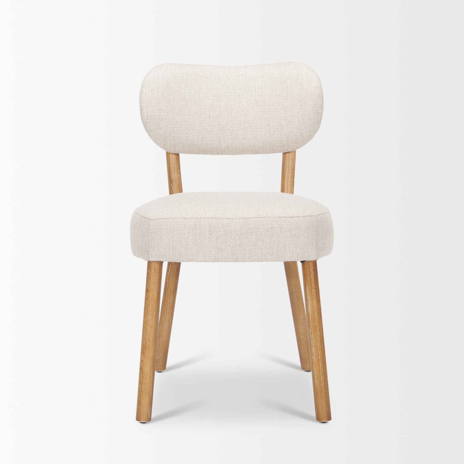 owen dining chair w/ medium brown wood and beige fabric