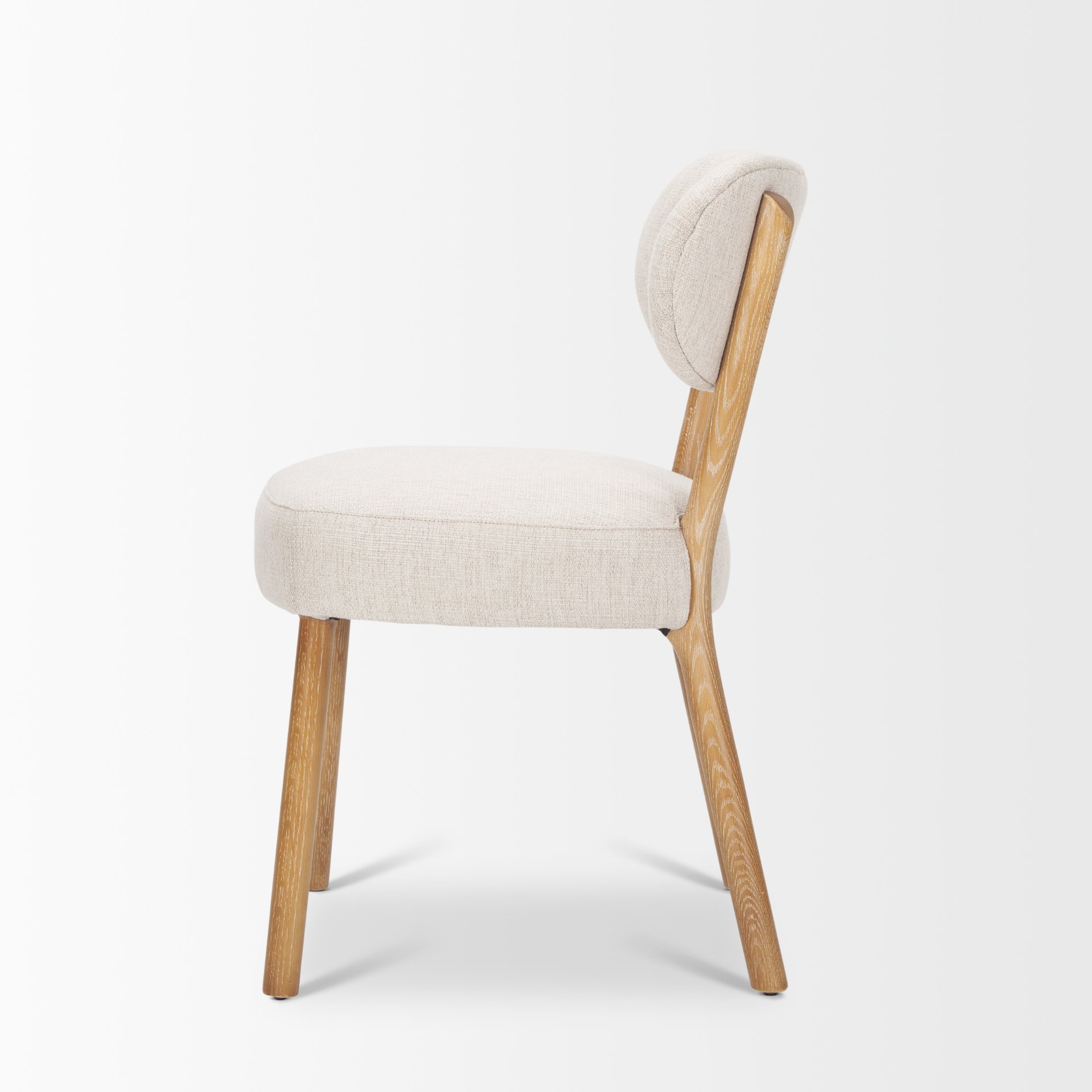 owen dining chair w/ medium brown wood and beige fabric