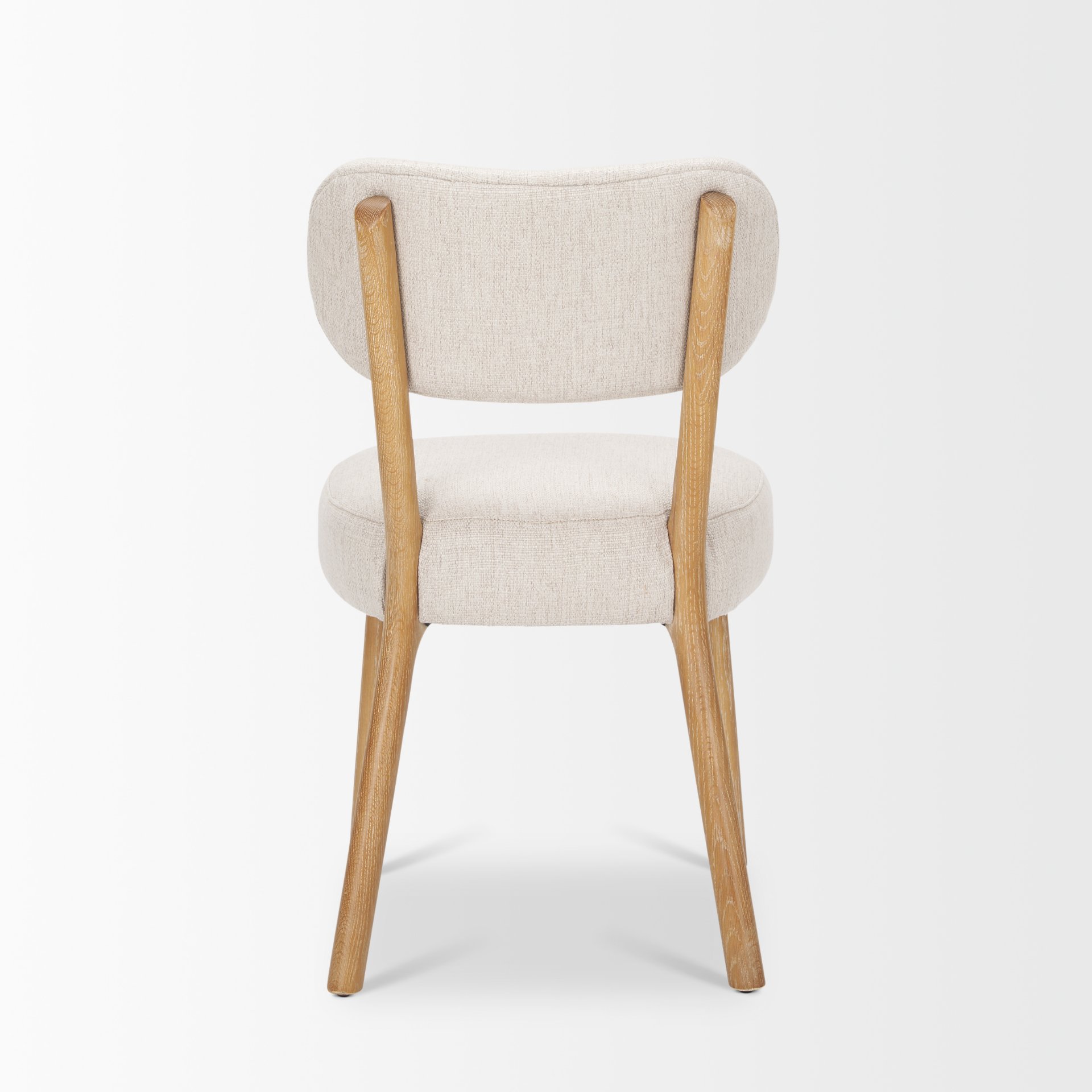 owen dining chair w/ medium brown wood and beige fabric