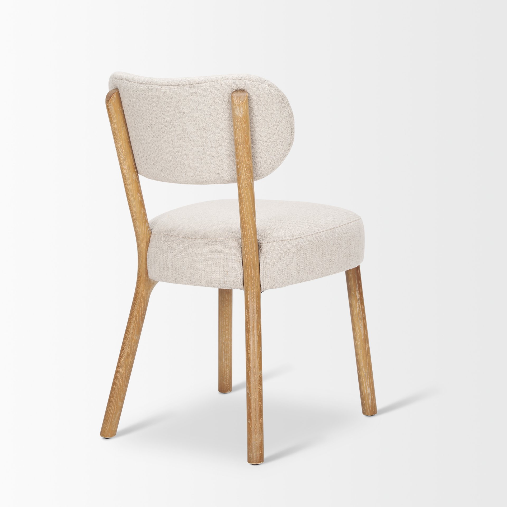 owen dining chair w/ medium brown wood and beige fabric