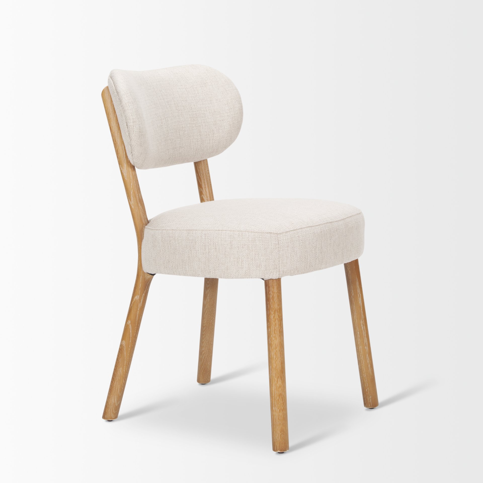 owen dining chair w/ medium brown wood and beige fabric