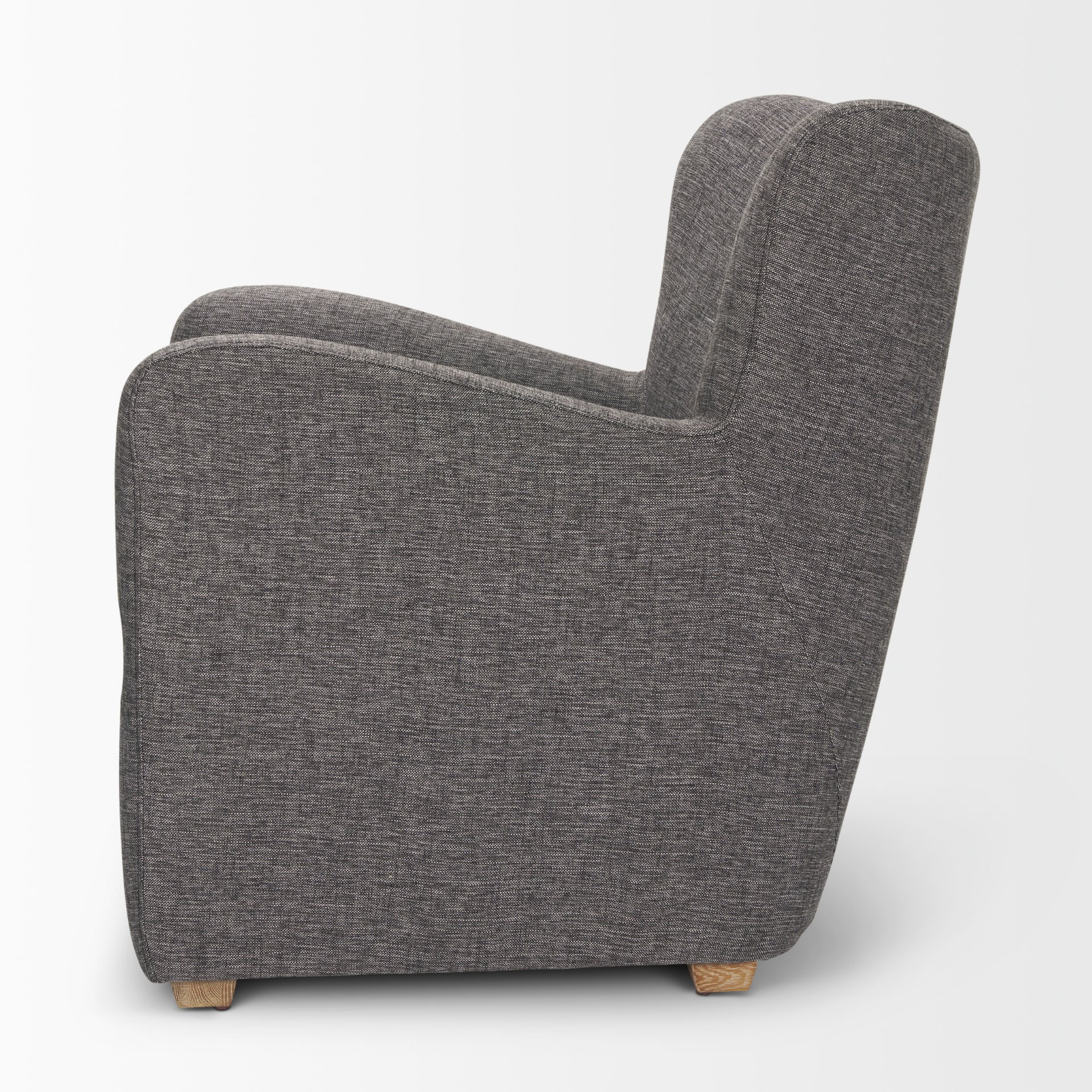 dunstan accent chair upholstered gray twill fabric and medium brown wood feet