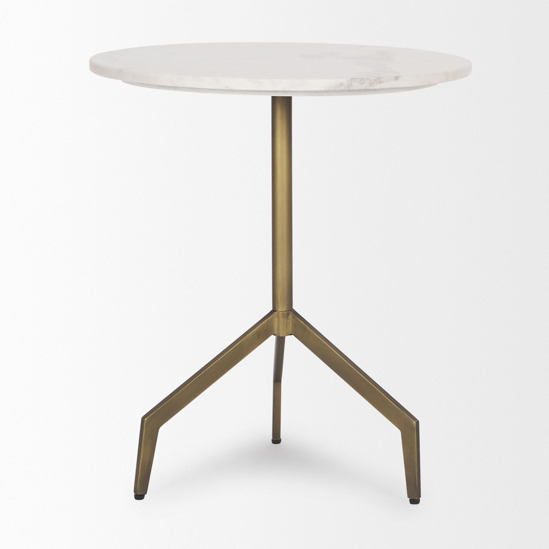 serre marble top 3 prong gold metal base end table