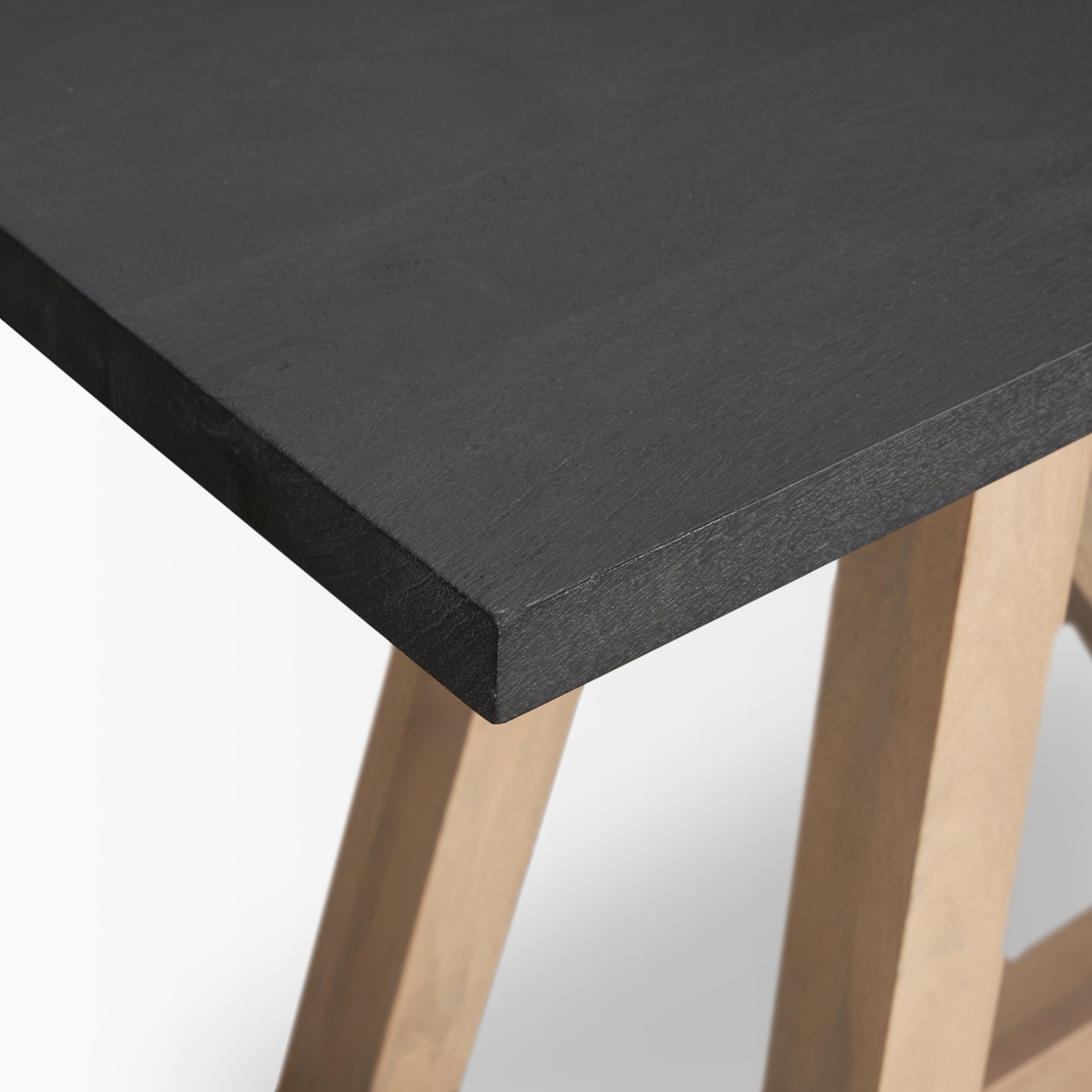 rialto two-toned black and brown wood angular leg console table