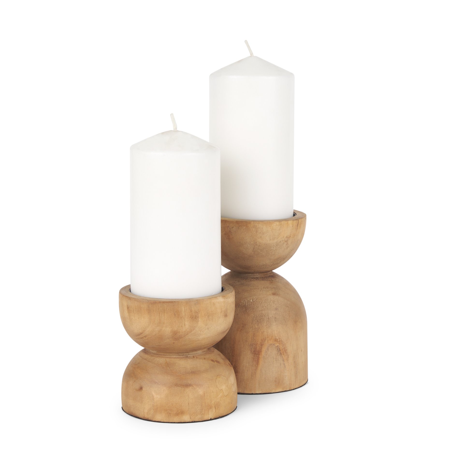 aleena wooden candle holder (set of 2)