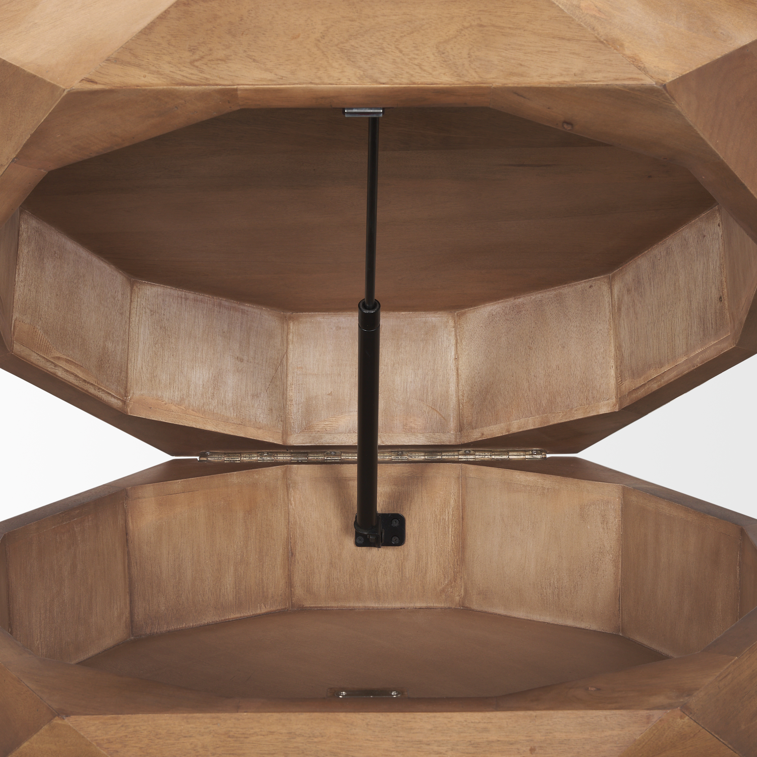 arreto hexagonal hinged solid wood top and base coffee table
