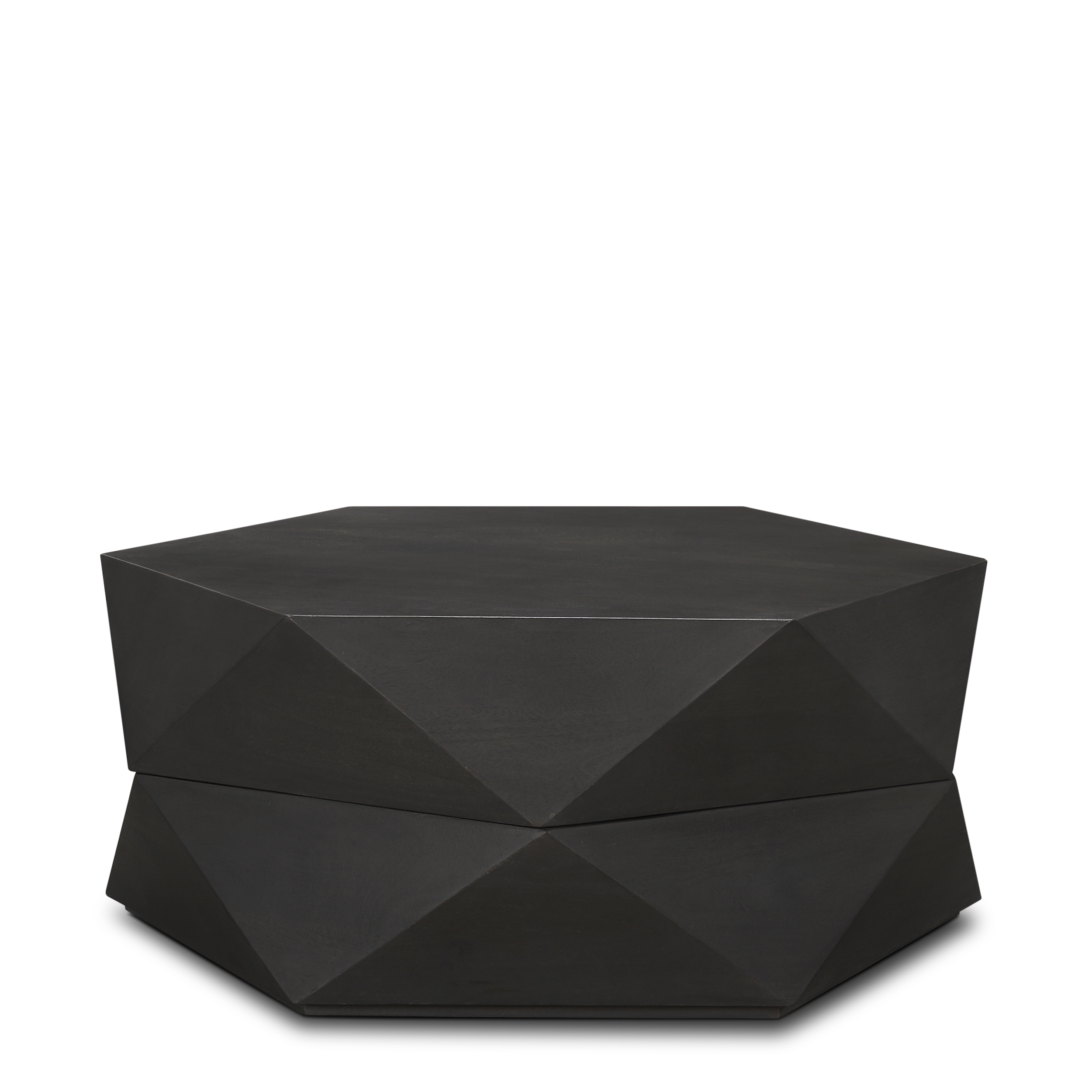 arreto hexagonal hinged solid wood top and base coffee table