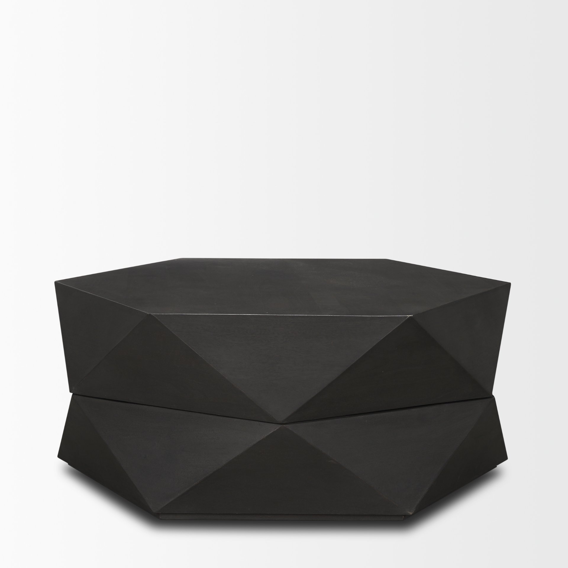 arreto hexagonal hinged solid wood top and base coffee table