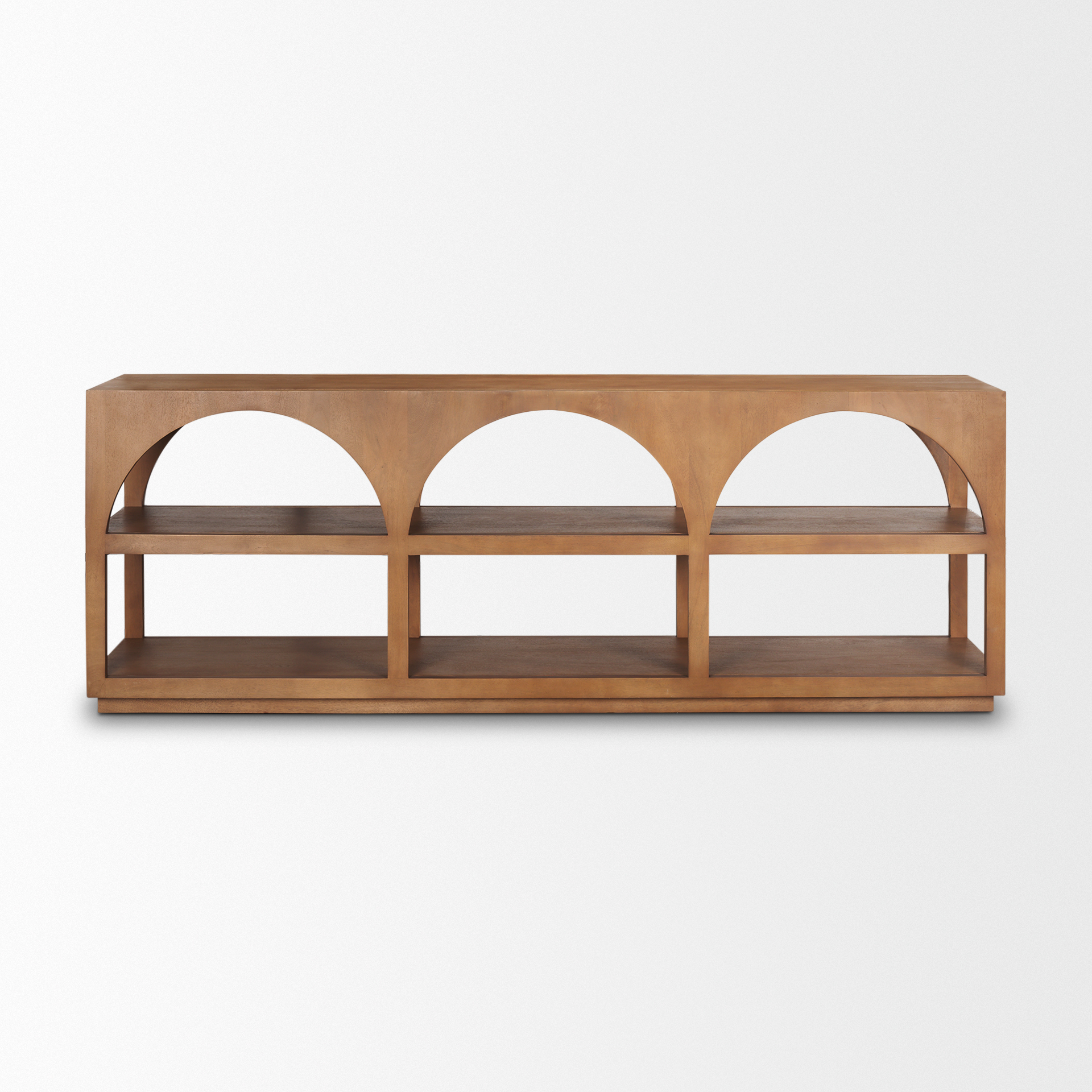 bela large arched console table medium brown wood