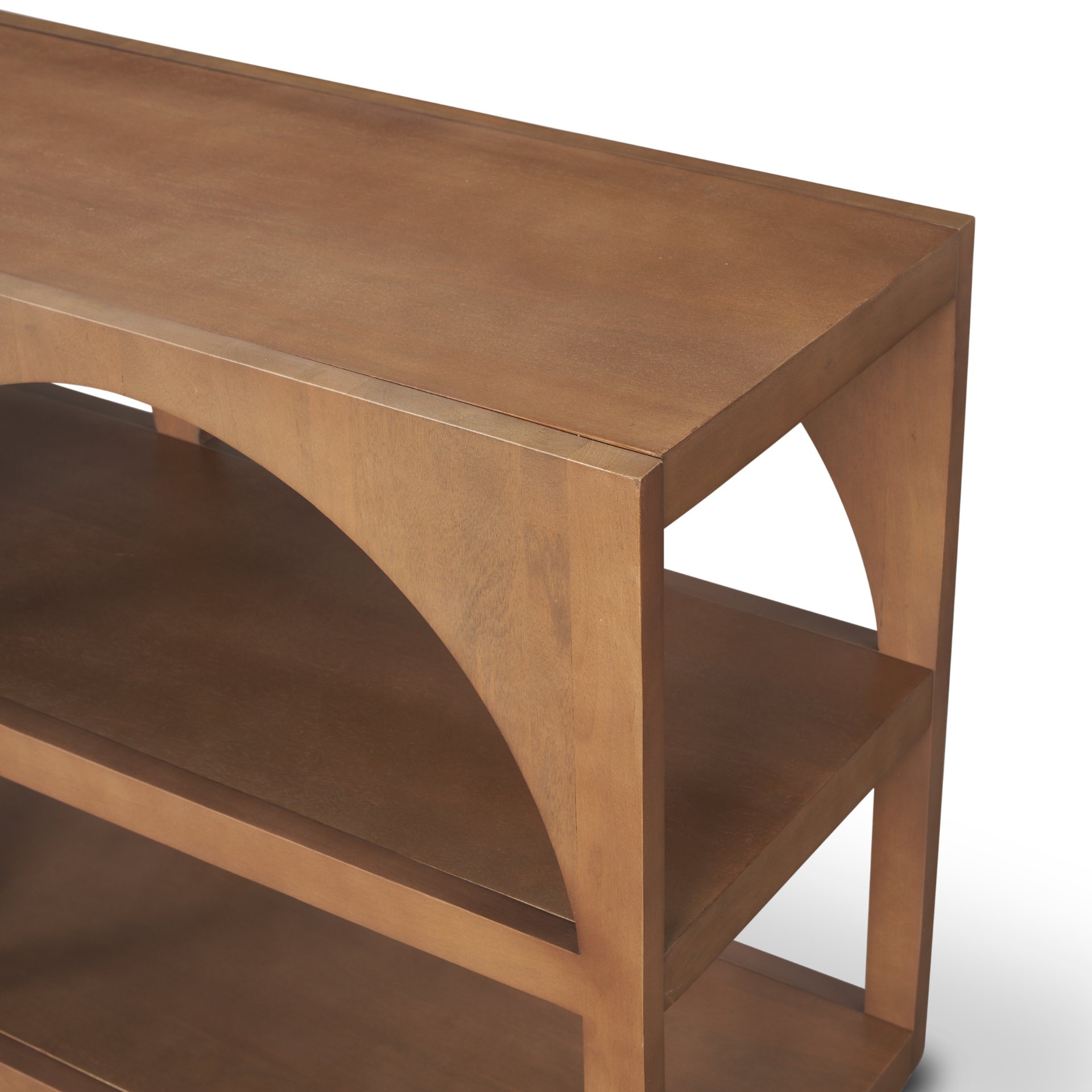 bela large arched console table medium brown wood