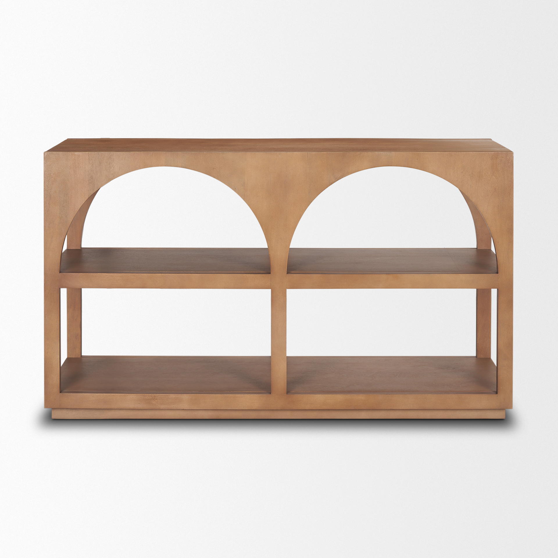 bela small arched console table medium brown wood