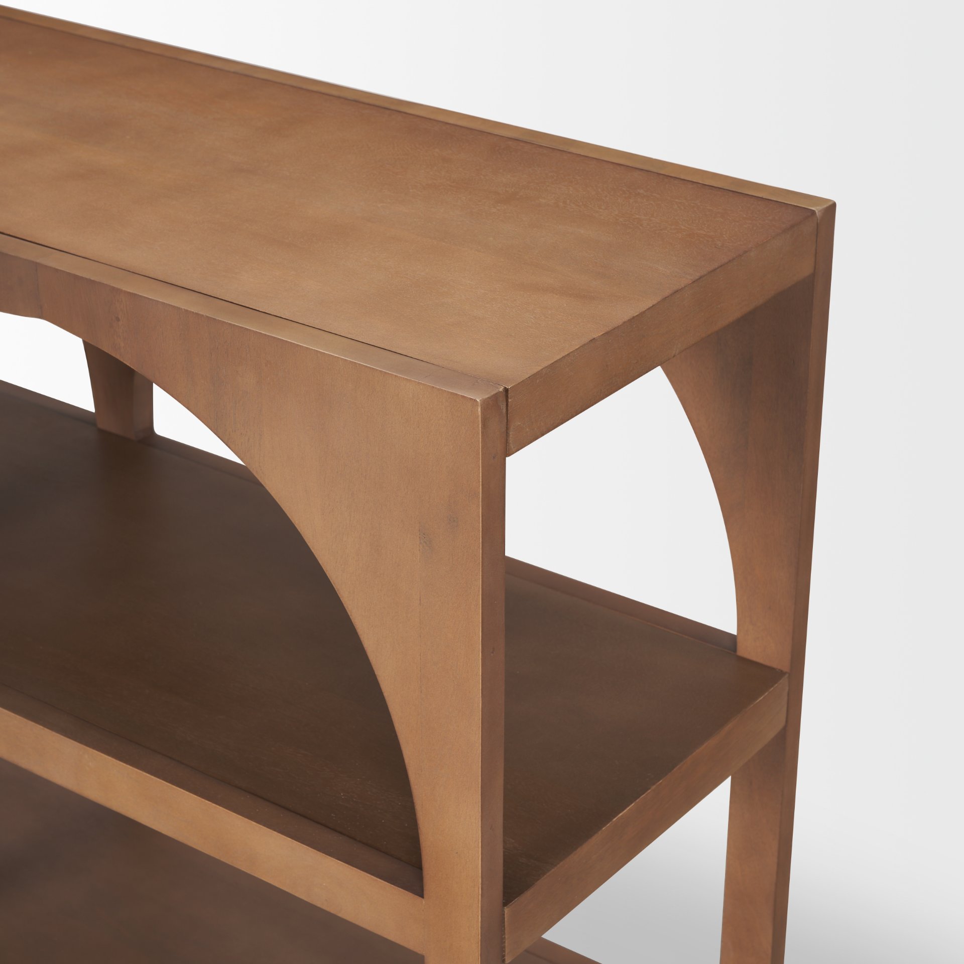 bela small arched console table medium brown wood