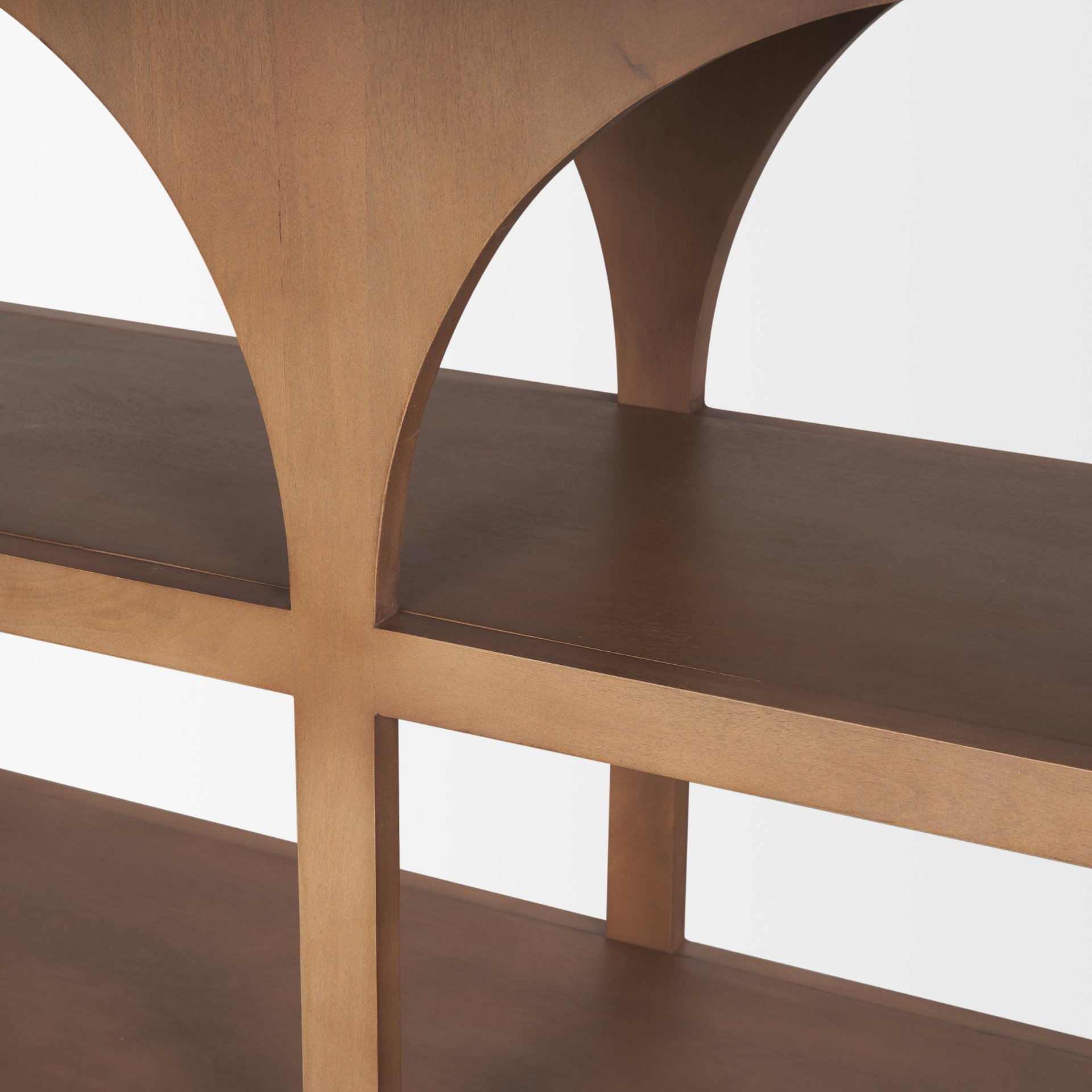 bela small arched console table medium brown wood