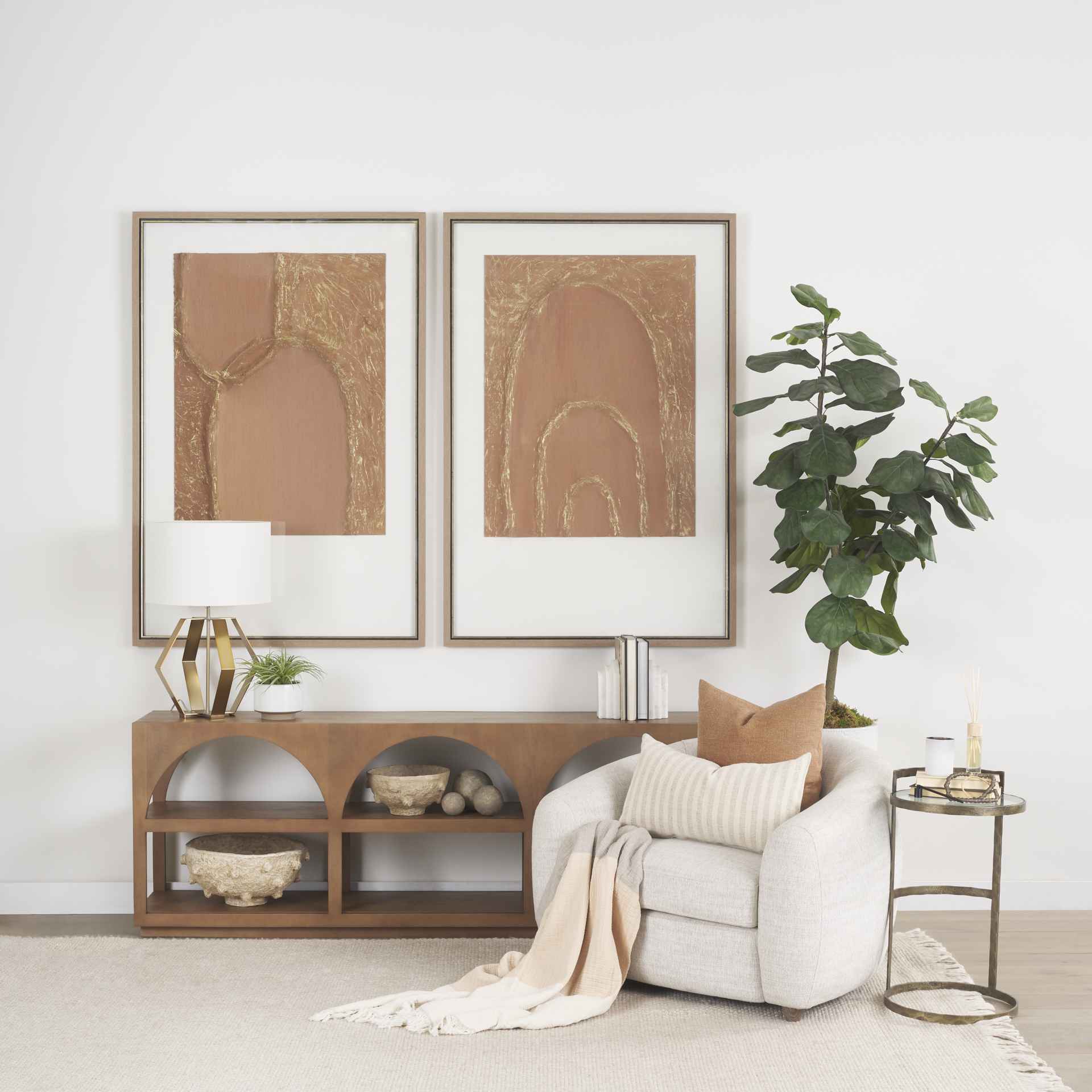 terracotta arches ii by mercana studio hand embelished textured framed art print matted under glass
