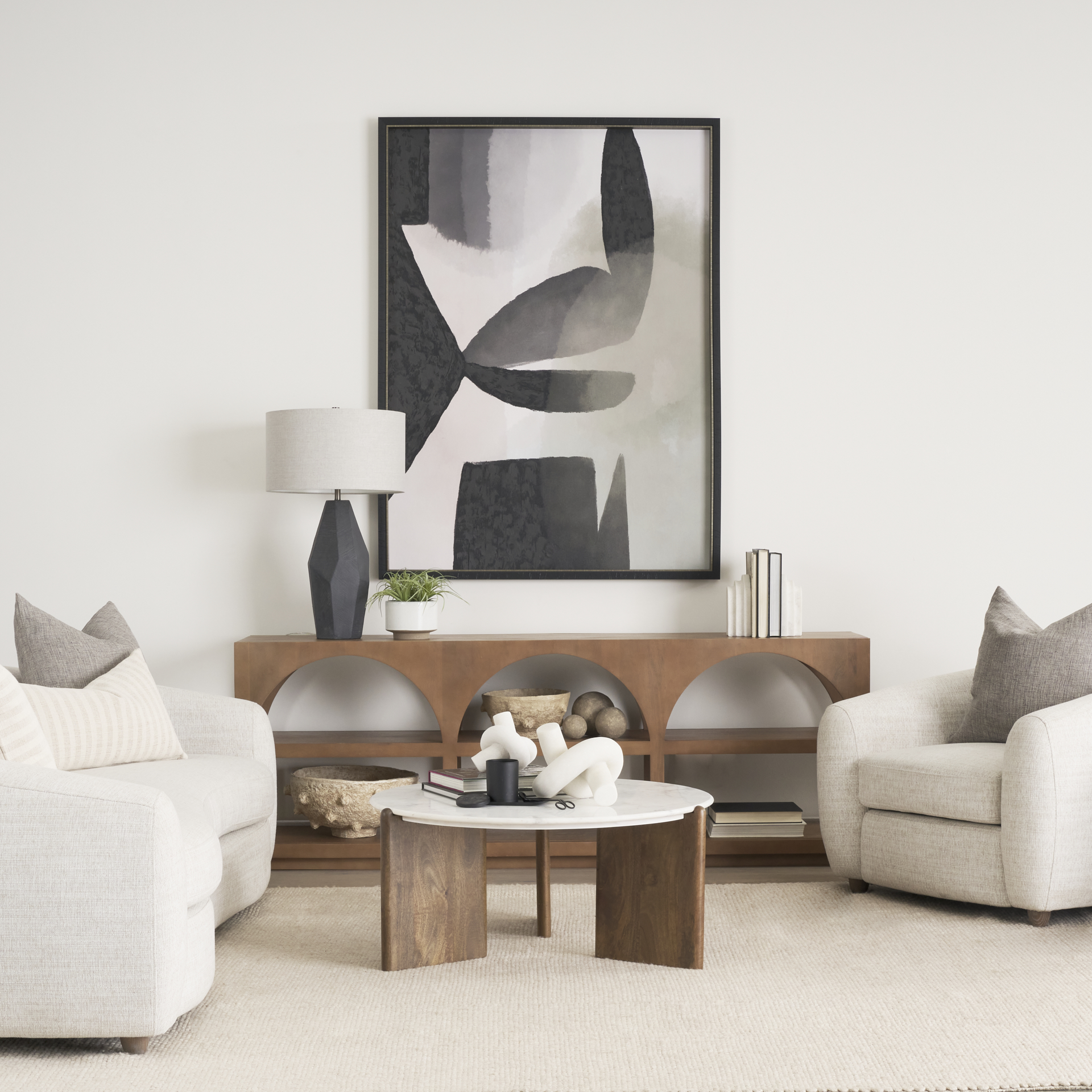 rumer dark brown wood w/ white marble coffee table