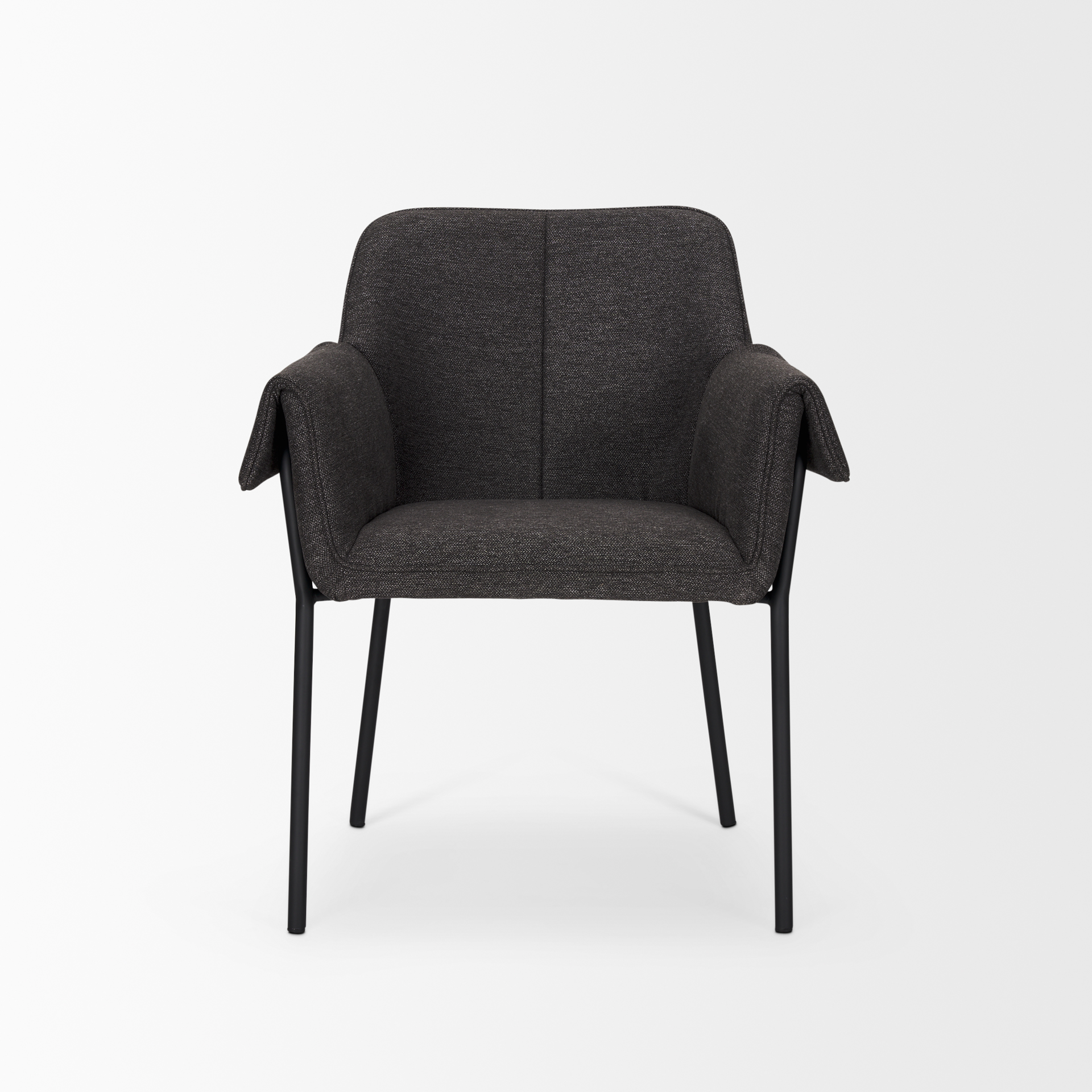 brently dining chair w/ gray fabric & matte black metal legs