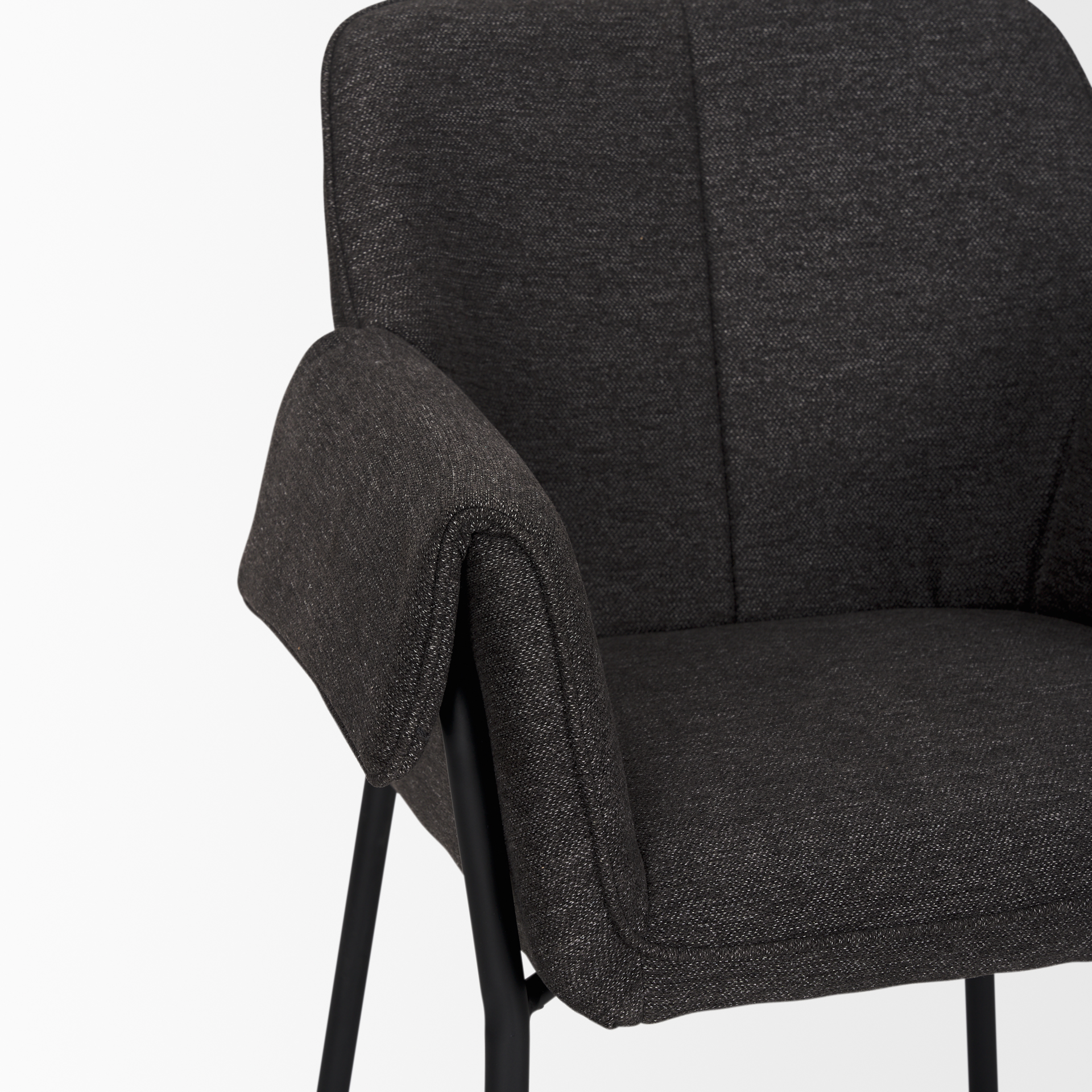 brently dining chair w/ gray fabric & matte black metal legs