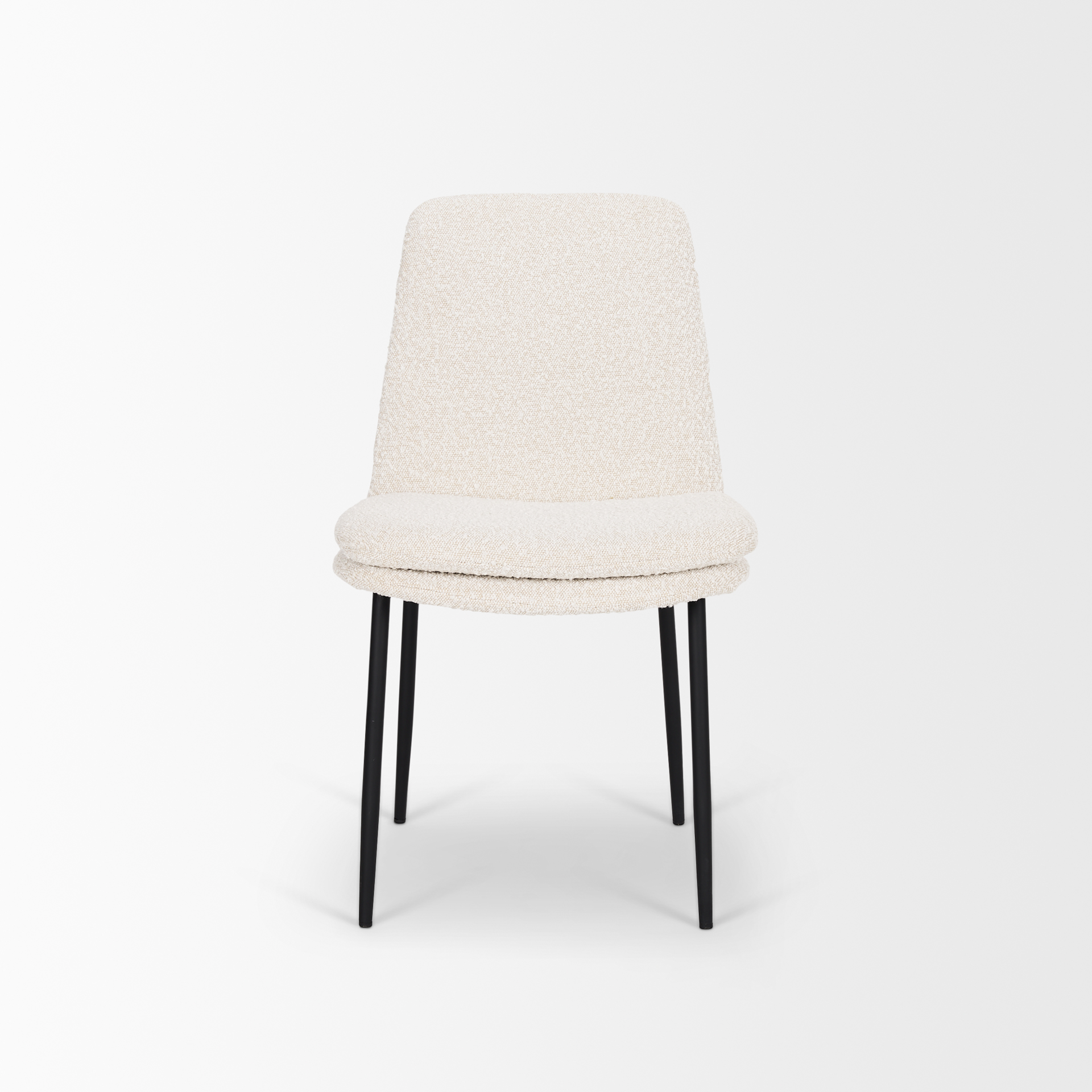 eve dining chair w/ cream boucle fabric & matte black metal