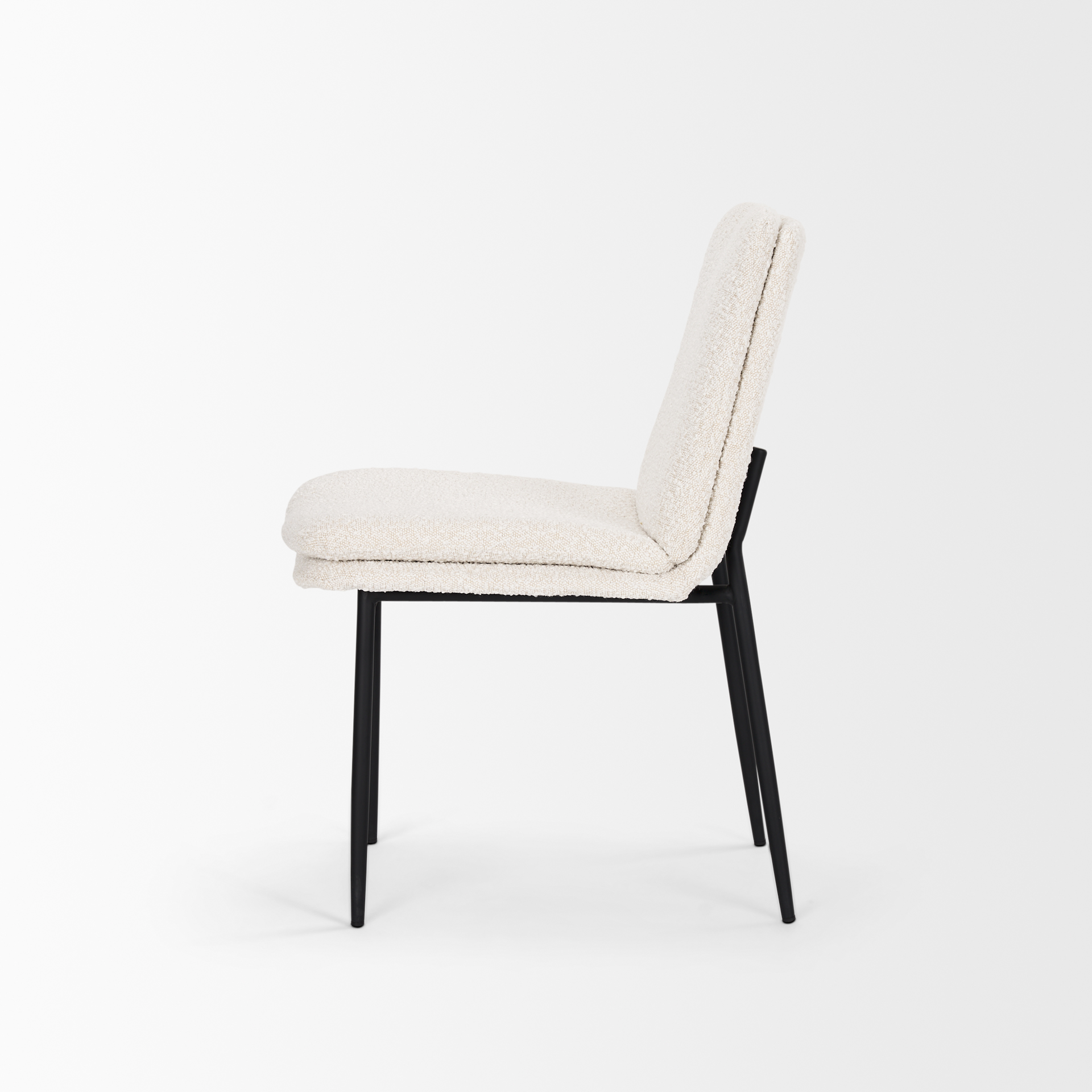 eve dining chair w/ cream boucle fabric & matte black metal