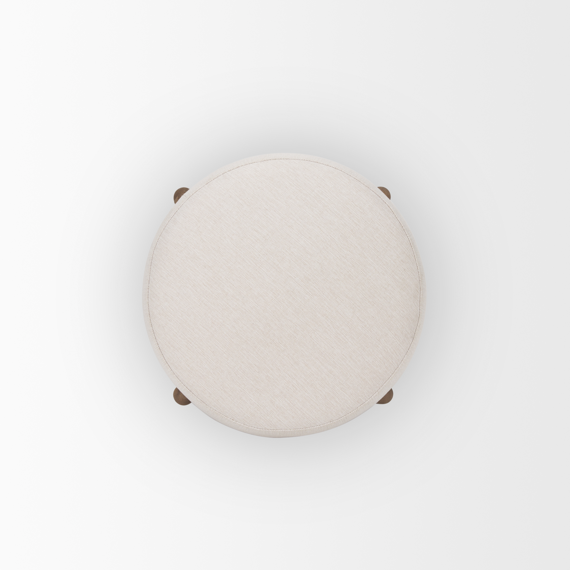 gwynn oatmeal fabric w/ dark brown wood pouf