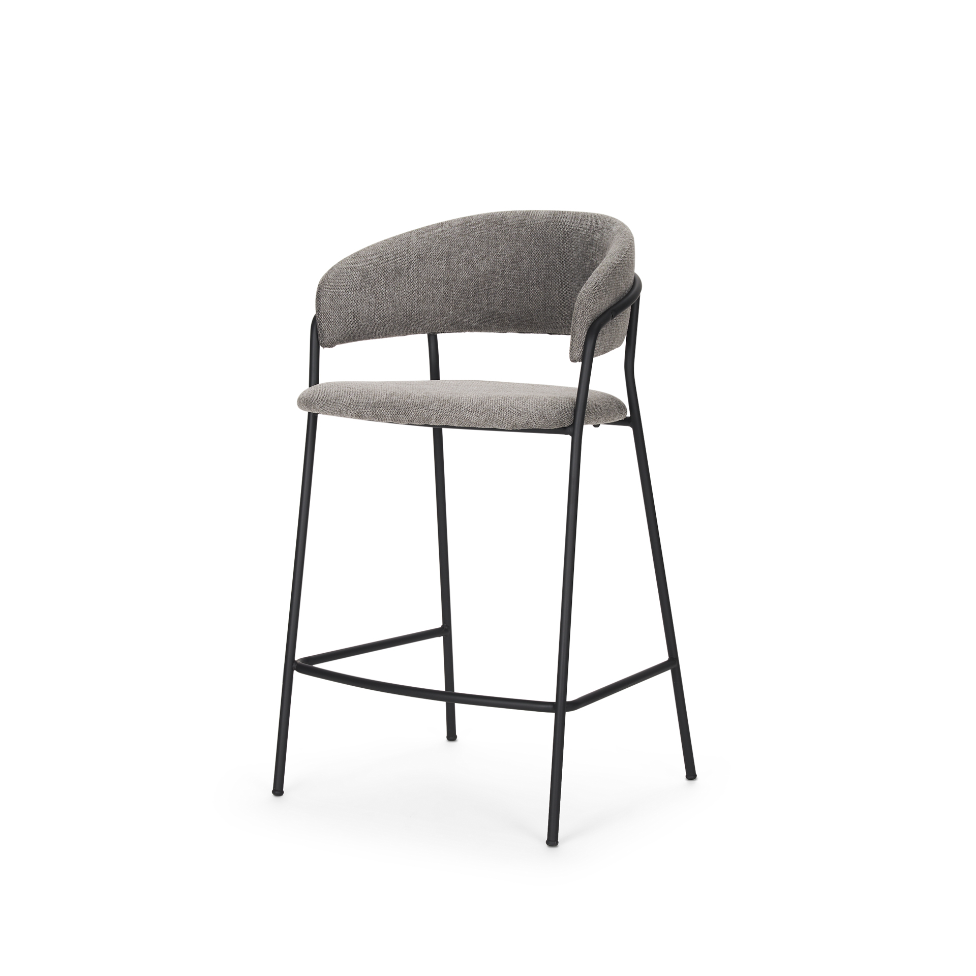 carolyn counter stool w/ gray fabric & matte black metal