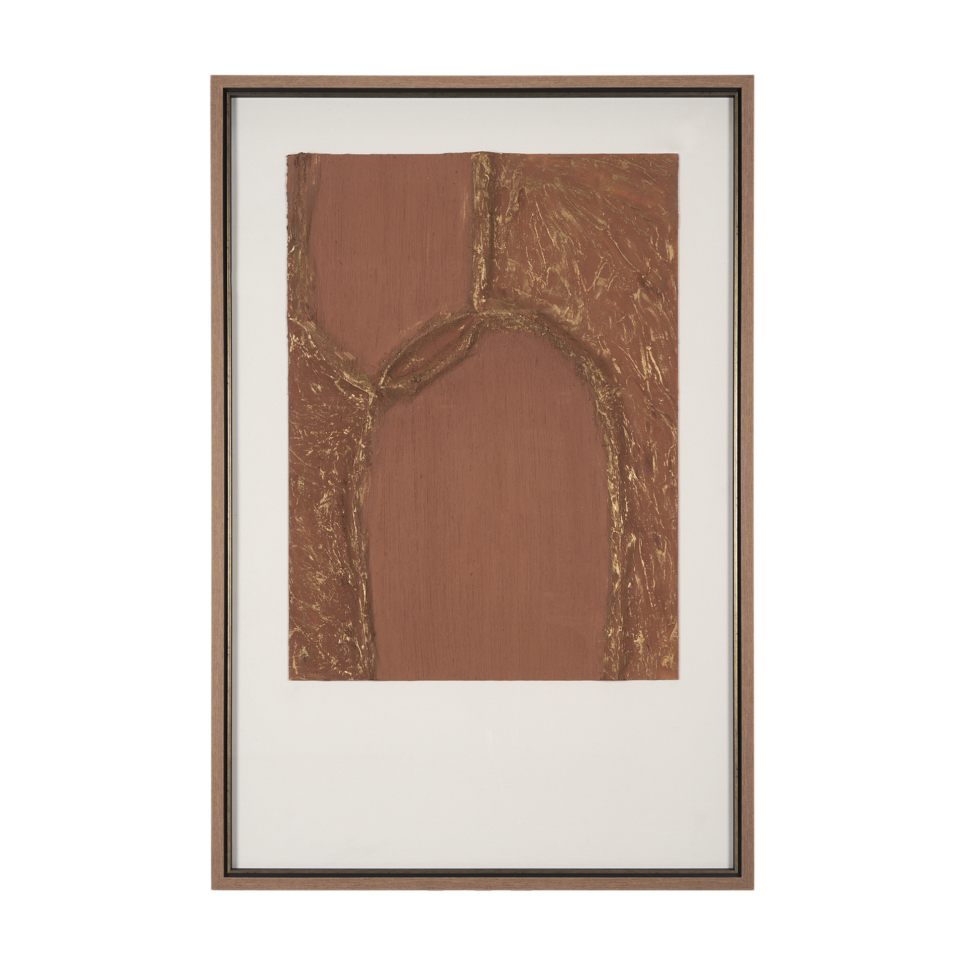 terracotta arches i by mercana studio hand embelished textured framed art print matted under glass