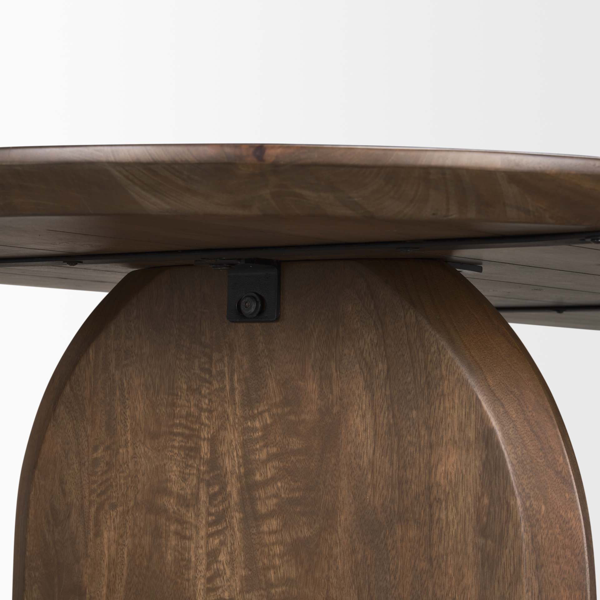 isla oval dining table w/dark brown wood top & arched legs